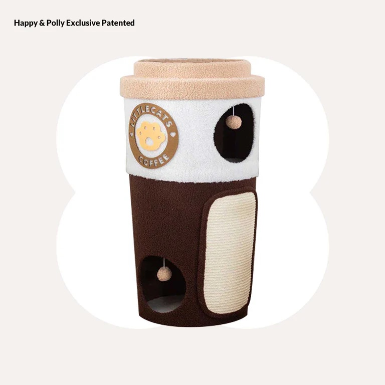 Coffe e cup cat tree , cat condo with scratching surface 