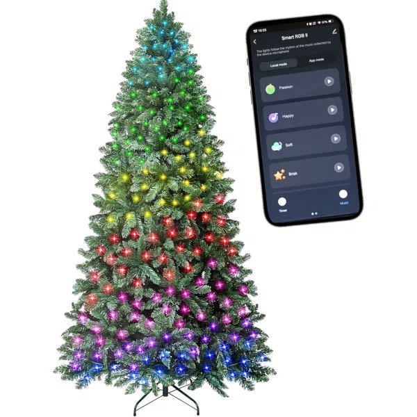 Pre-lit Artificial Christmas tree with App-controlled multicolor 