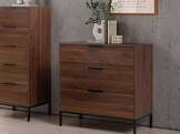 Chest of drawers with 3 drawers color walnut brown