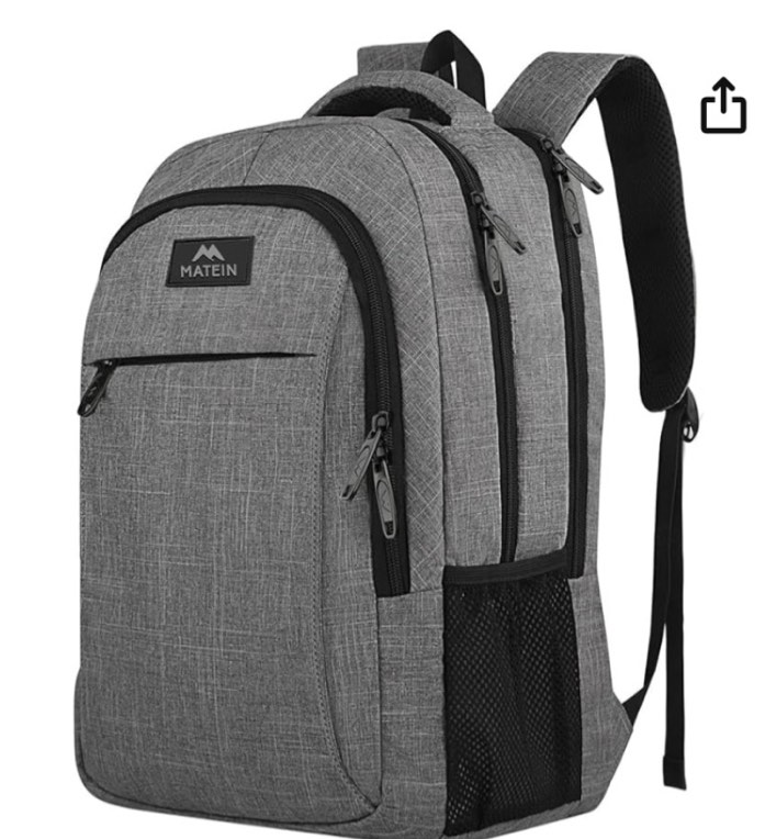 matein travel laptop backpack, business anti theft slim sturdy laptops backpack with usb charging port, water resistant college school computer bag gift for men & women fits 15.6 inch notebook, grey