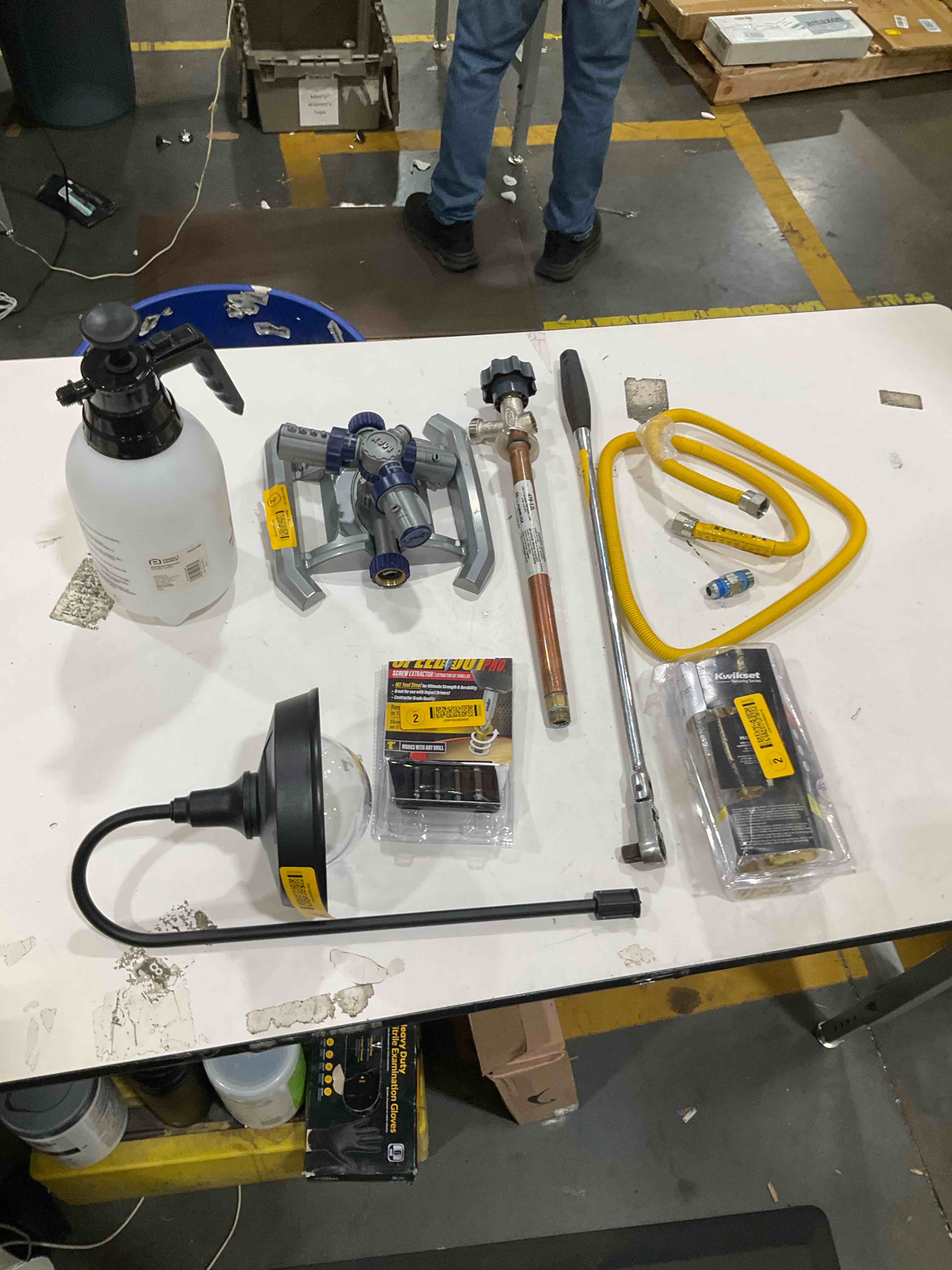 Condition photo showing As Is for assorted home improvement lot (small tools, screw, home accessories, etc.)