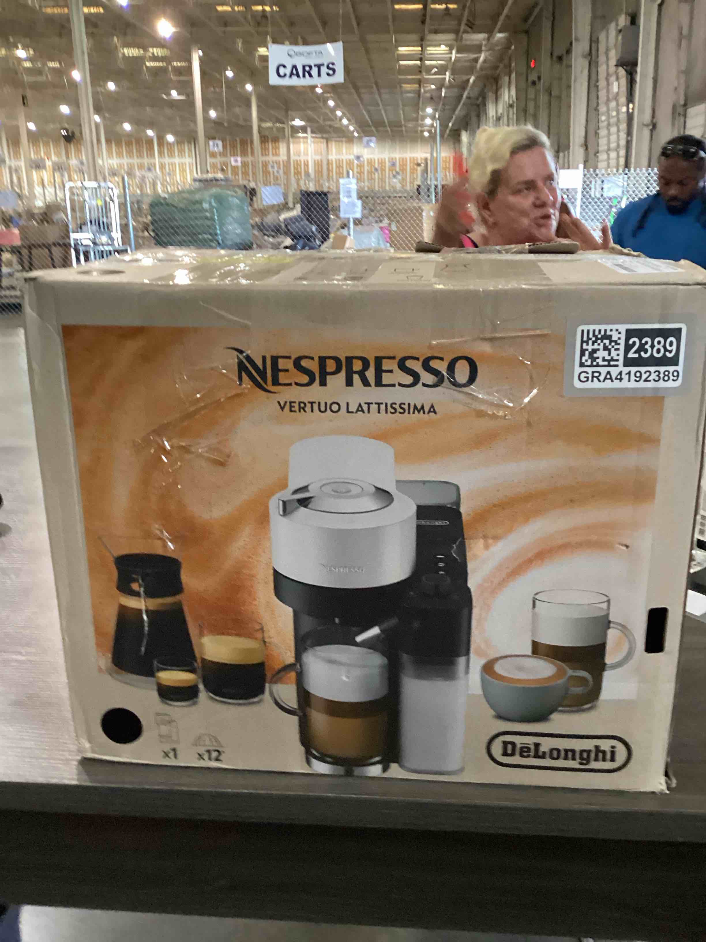 Condition photo showing As Is for nespresso vertuo lattissima coffee and espresso maker by de'longhi, matte black & glossy