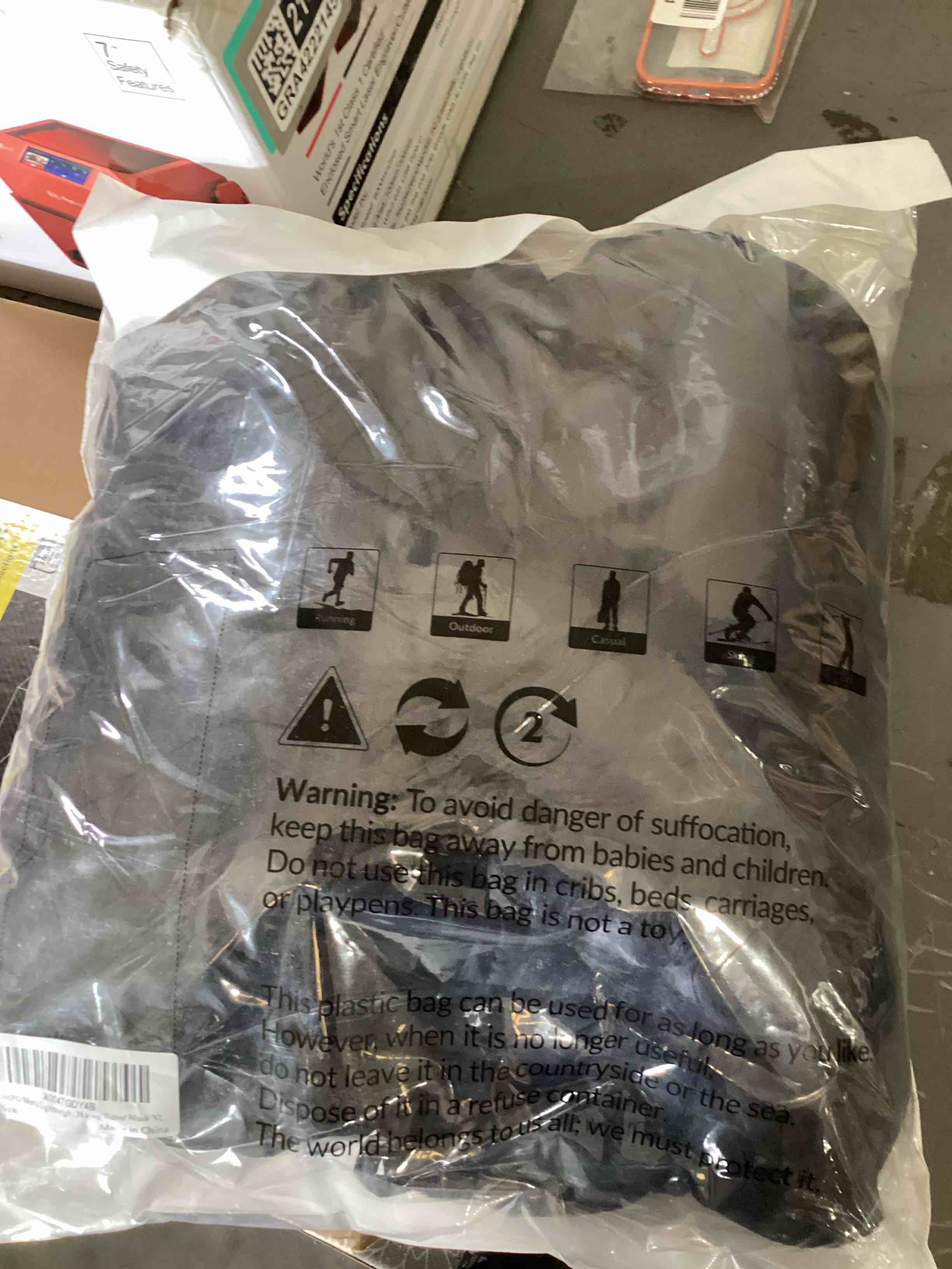 Condition photo showing As Is for ASPO Men's Packable Puffer Jackets Winter Lightweight Detachable Hood Water-Resistant Down Coats Warm Insulated Hiking Travel Black X-Large