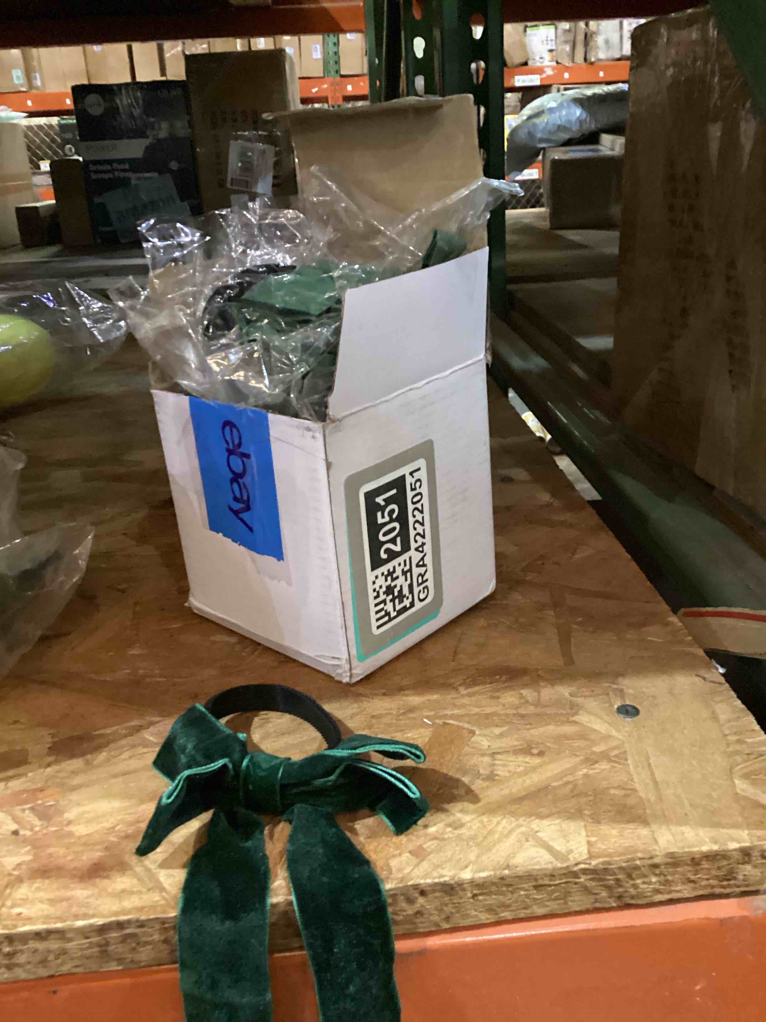 Condition photo showing Good Condition for Christmas green velvet Velcro bows decoration 11count small