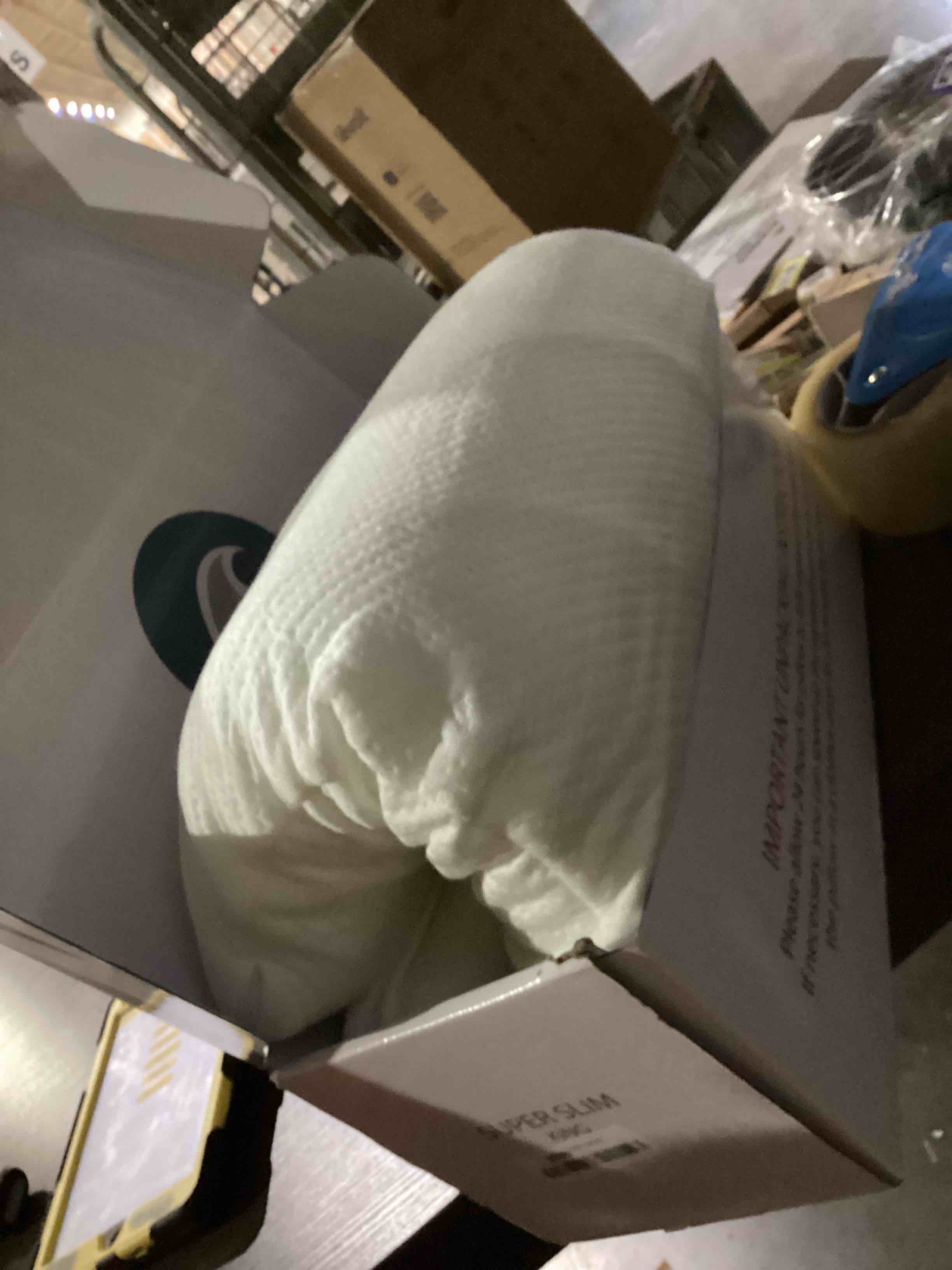 Condition photo showing As Is for Bluewave Bedding Super Slim Gel Memory Foam Pillow for Stomach and Back Sleepers - Thin, Flat Design for Cervical Neck Alignment and Deeper Sleep (3.25-Inches Height, King Size) 3.25"H Super Slim (King)