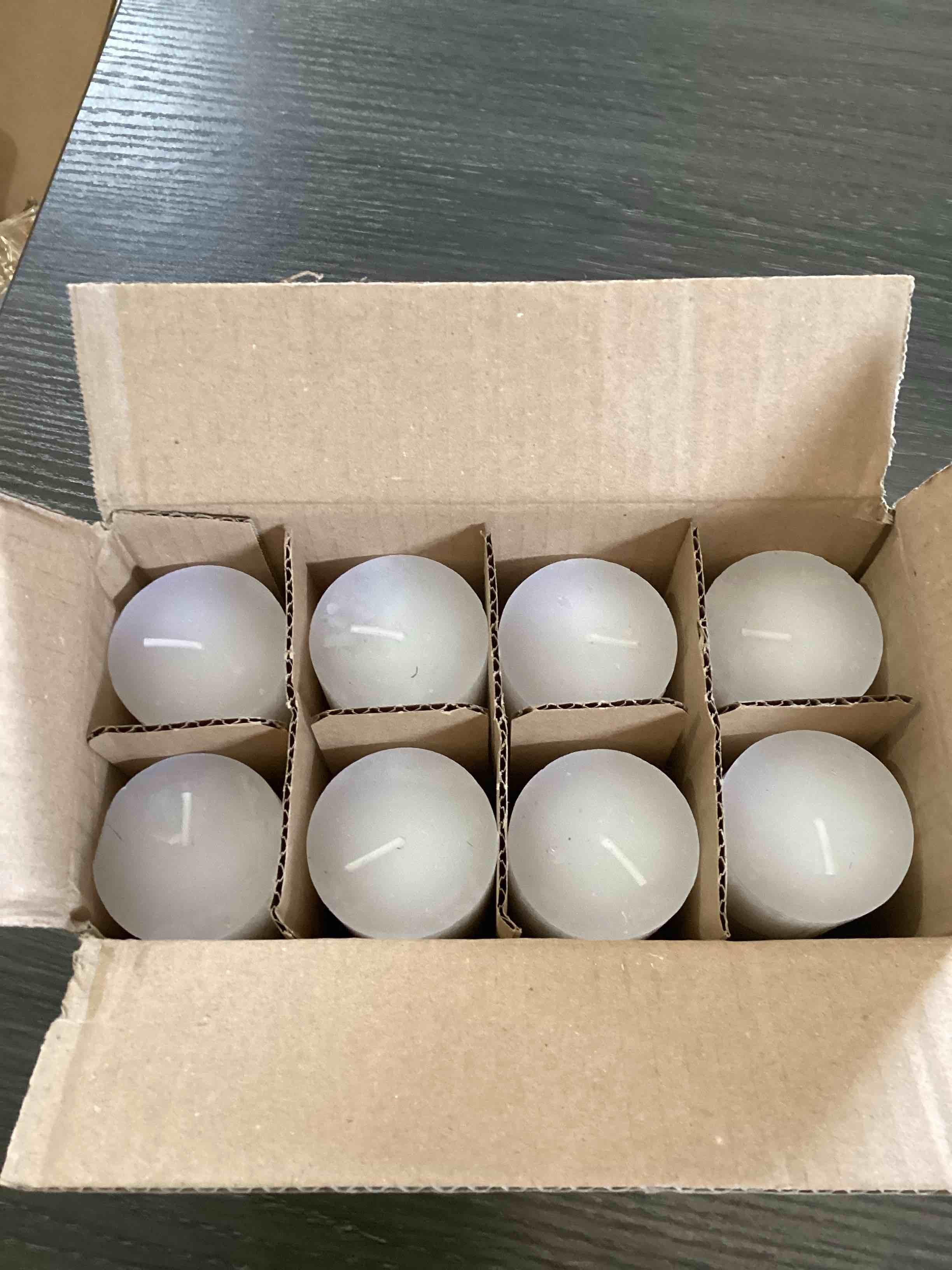 Condition photo showing item condition for Rustic Pillar Candles, White