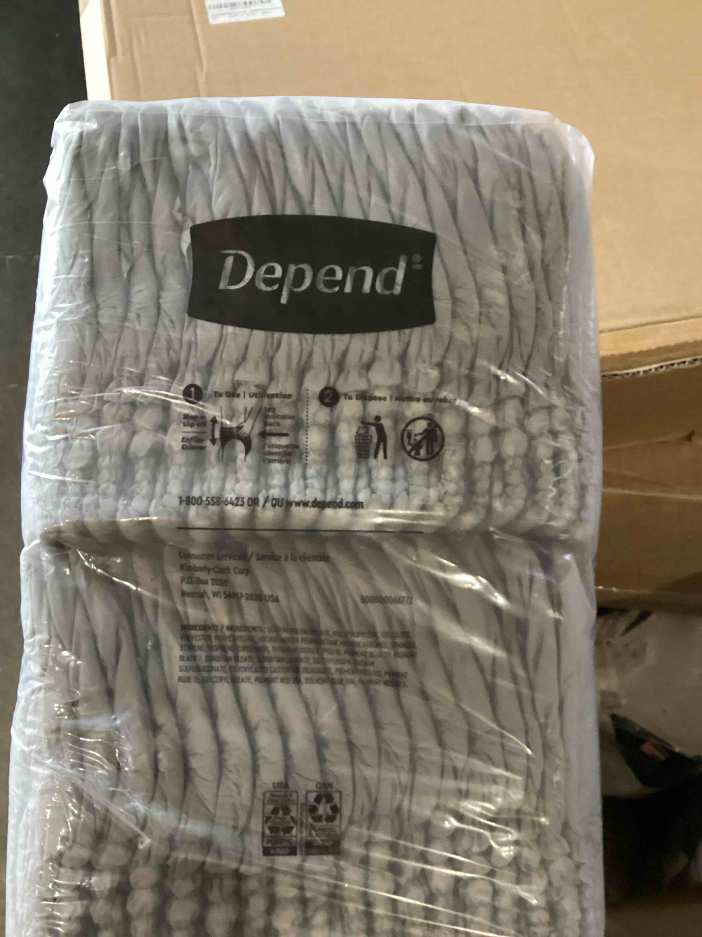 Condition photo showing item condition for Depend Fresh Protection Adult Incontinence Disposable Underwear for Men - Maximum Absorbency - L - Gray