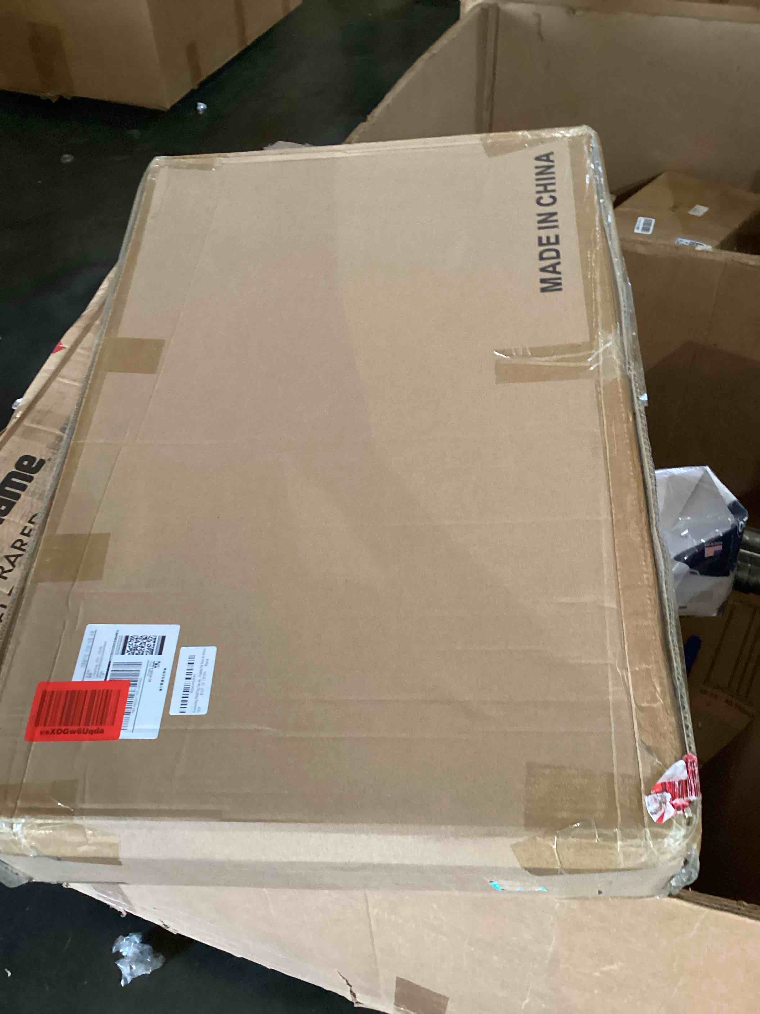 Condition photo showing As Is for Metal Freestanding Dog Gate Outdoor-6 Panels with Door, Extra Wide Foldable Pet Fence with Pet Monitor Adapter, 32'' Height Tall Dog Gate for Doorways, Stairs, Hallways, Yard, Indoor 6-Panels