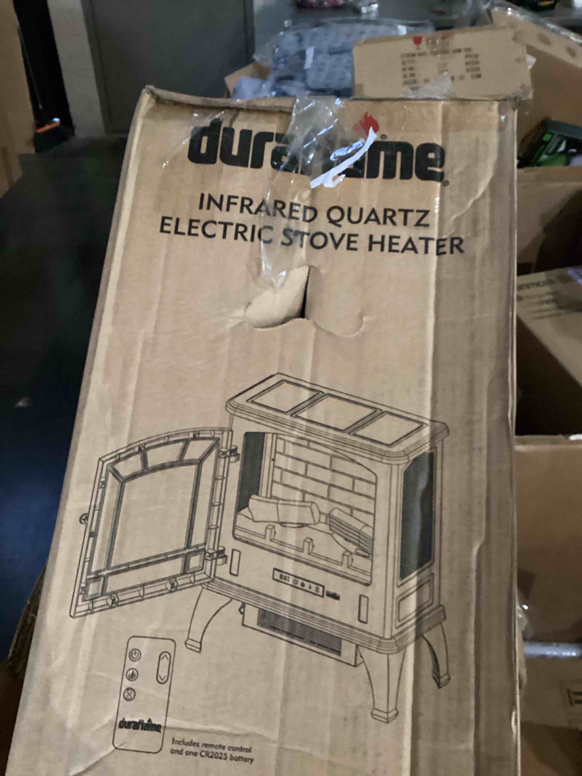 Condition photo showing As Is for duraflame Infrared Quartz Electric Stove Heater - DFI-591-11 - Sky Blue