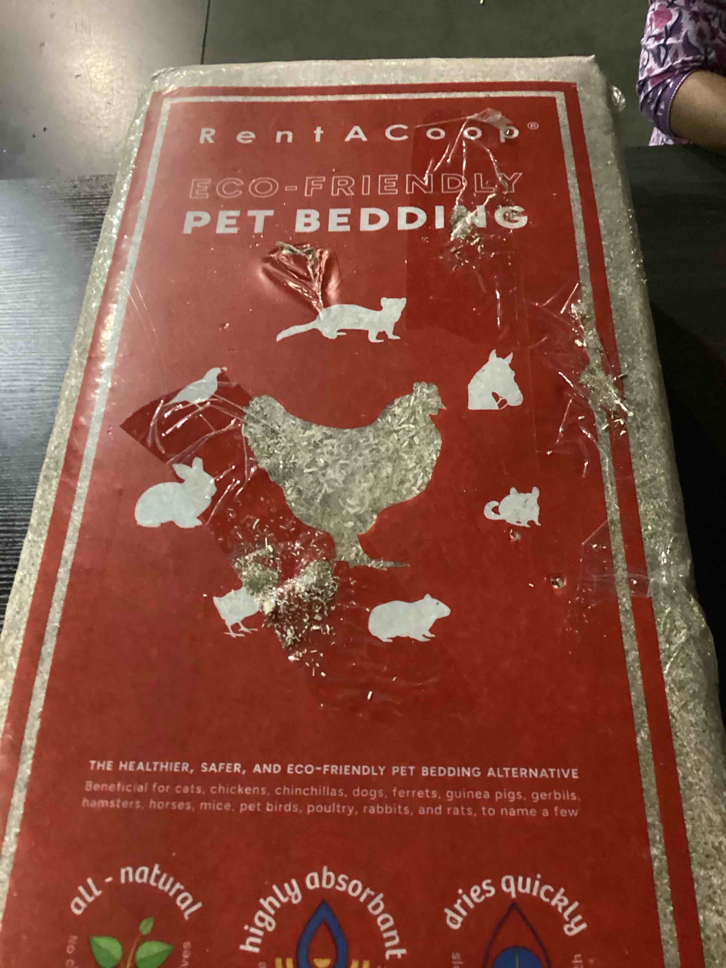Condition photo showing As Is for RentACoop Premium Hemp Bedding (300 L) x 1 Pack - E.U. Grown for Chicken Coop, Nesting Boxes, Rabbits, Hamsters, Small Pets, Horses, Etc.