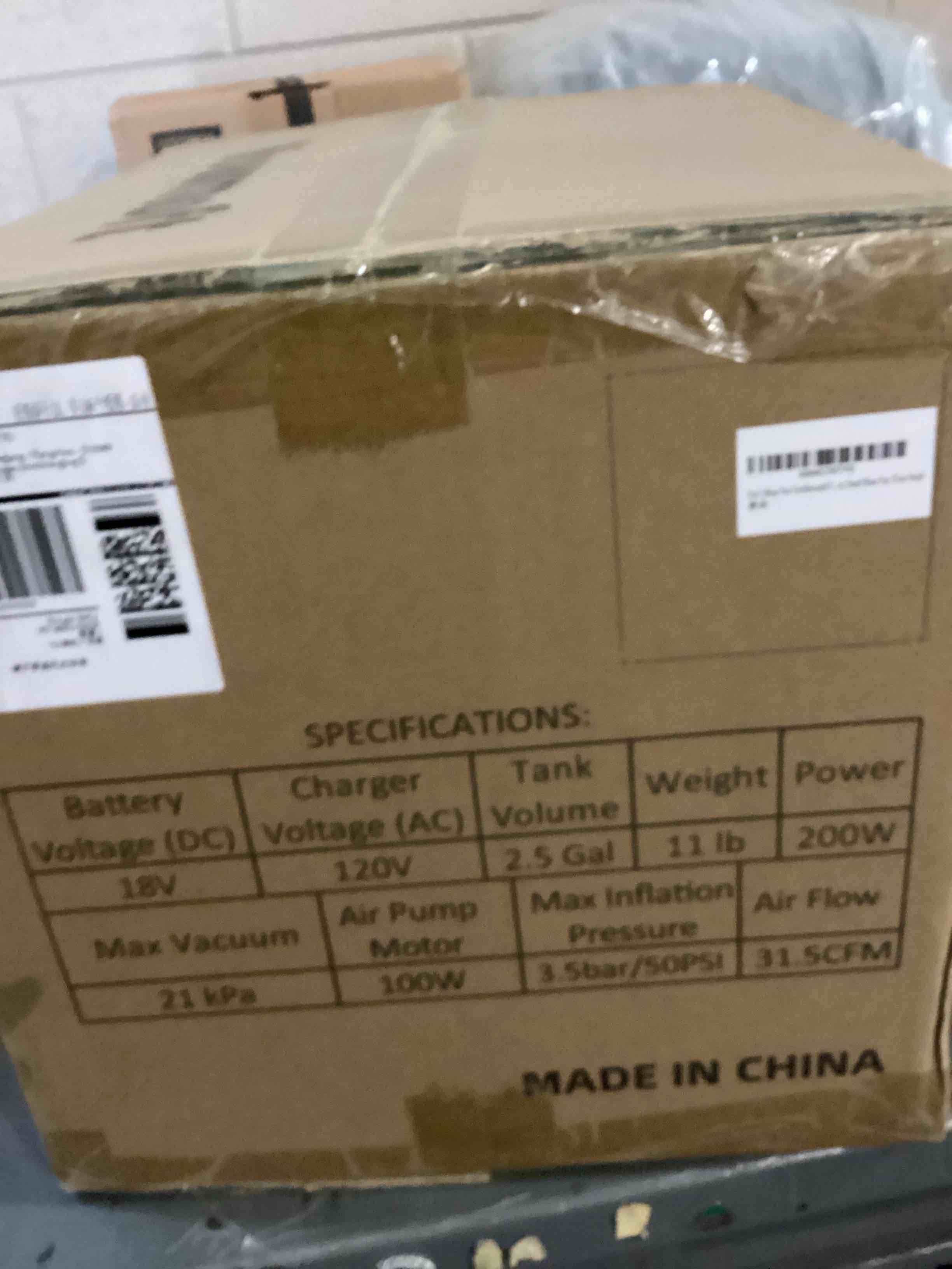 Condition photo showing As Is for Shop Vacuum Wet and Dry, 2.5 Gallon Cordless and Corded Shop Vac, Versatile Power Source with Tire Inflator and Blower Function, Small Shop Vac Compatible with Dewalt 20V Battery, Tool Only