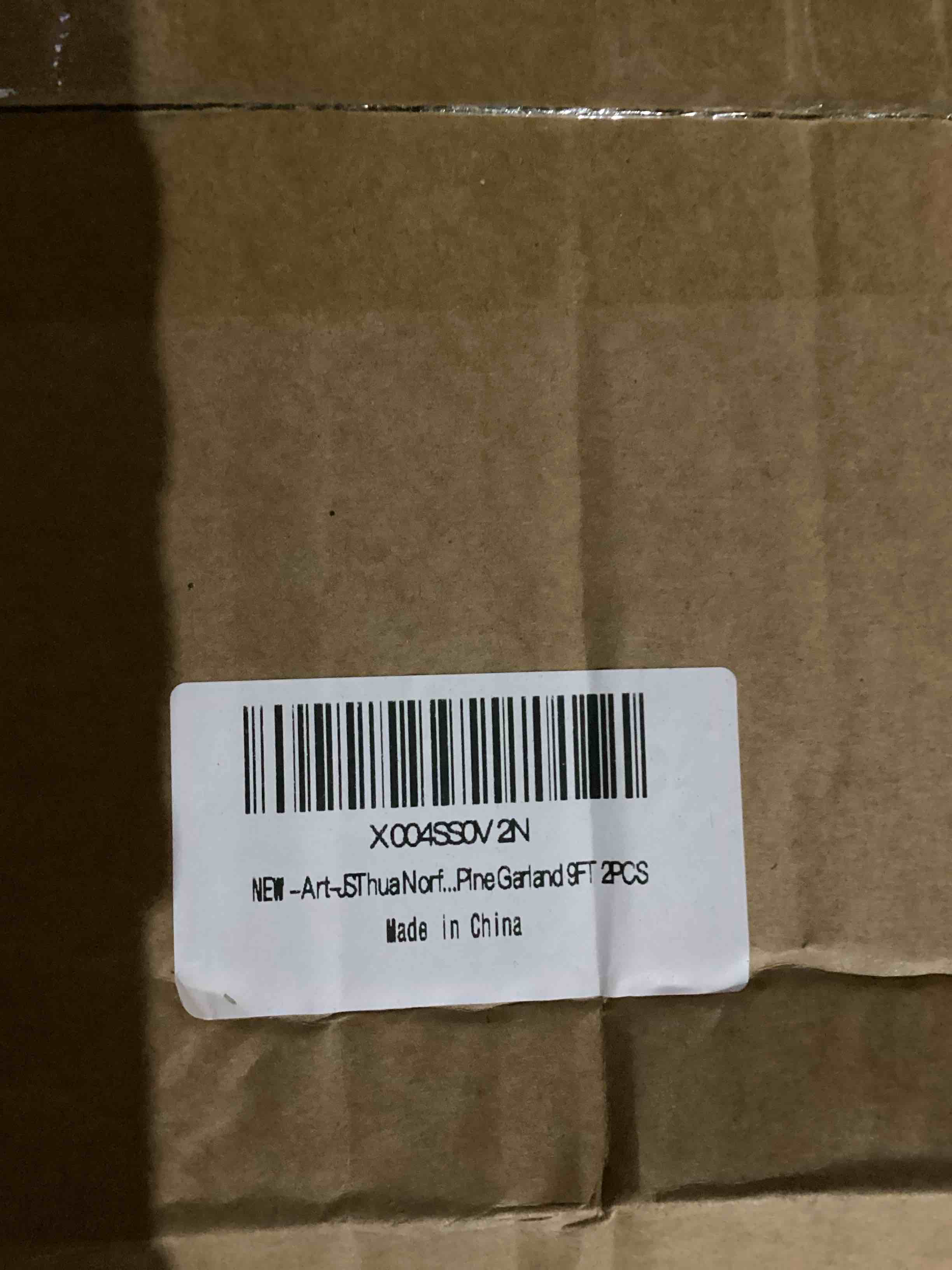 Condition photo showing As Is for 2 PCS 9 FT Artificial Norfolk Pine Garland, Real Touch Christmas Garland, Faux Winter Pine Garland for Fireplace Mantle Table Wall Stair Indoor Outdoor Xmas Holiday Christmas Decorations 9 Ft Norfolk Pine 2