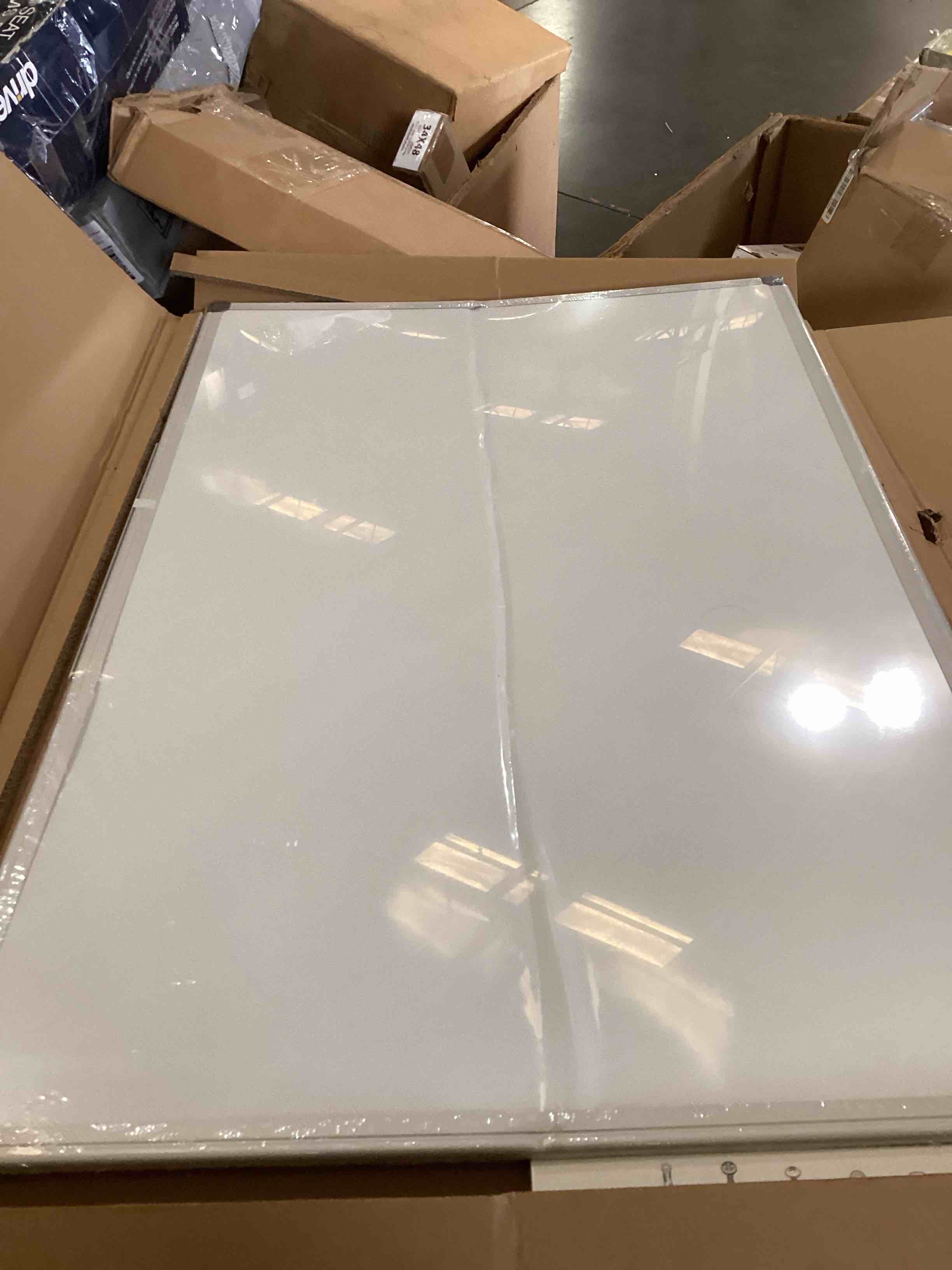 Condition photo showing As Is for 36"x24" White Board for Wall, Aluminum Frame Dry Erase Board, Hanging Magnetic Whiteboard with 1 Eraser & 2 Markers & 4 Magnets for Home, School, Office, Dorm Room, Classroom