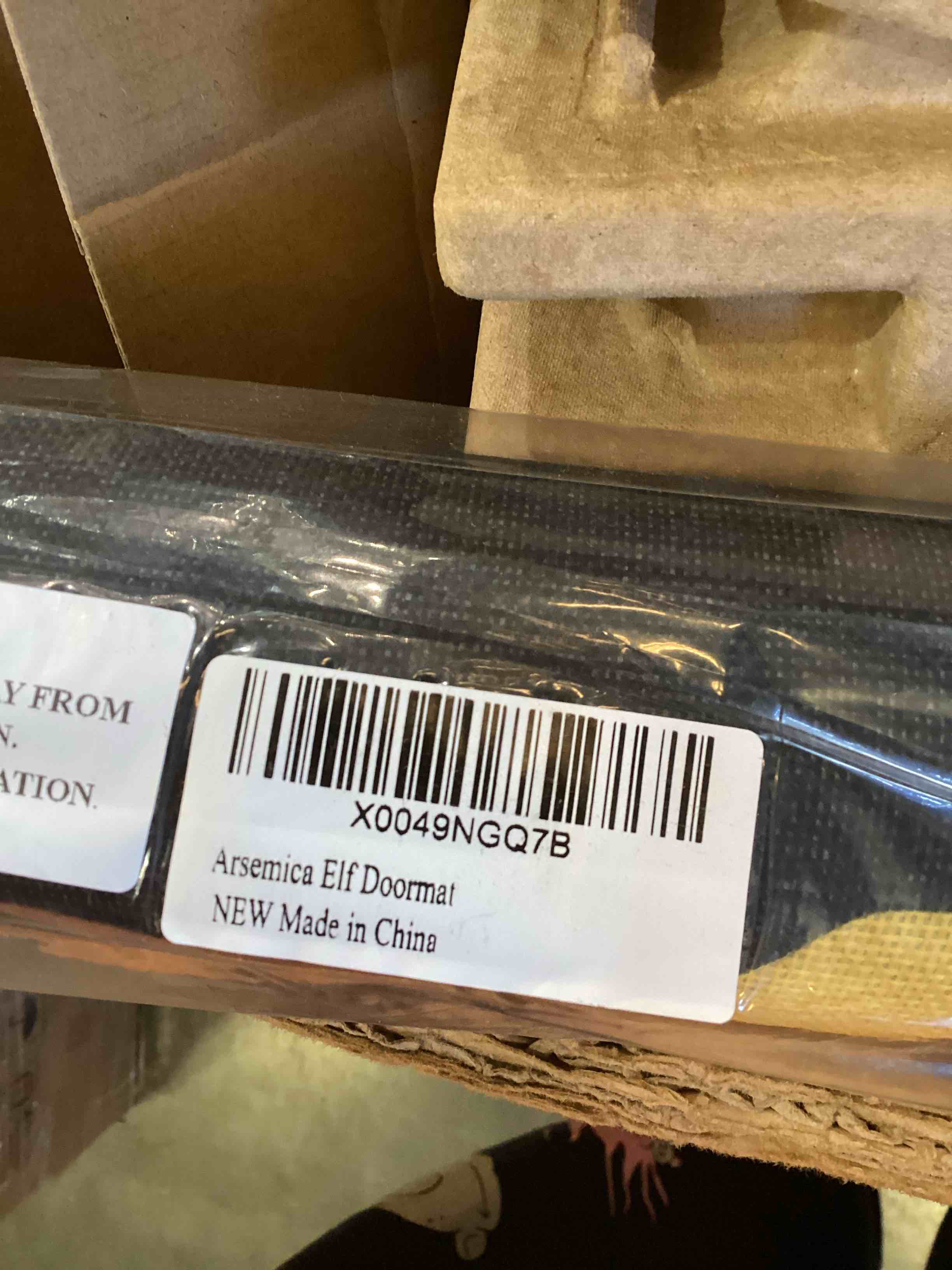 Condition photo showing As Is for Buddy The Elf Christmas Decorations, Funny Elf Christmas Door Welcome Mat with Non-Slip Backing, Xmas Front Door Decor Bathroom Kitchen Garden Entryway Mats, Holiday Decor for Indoor Outdoor