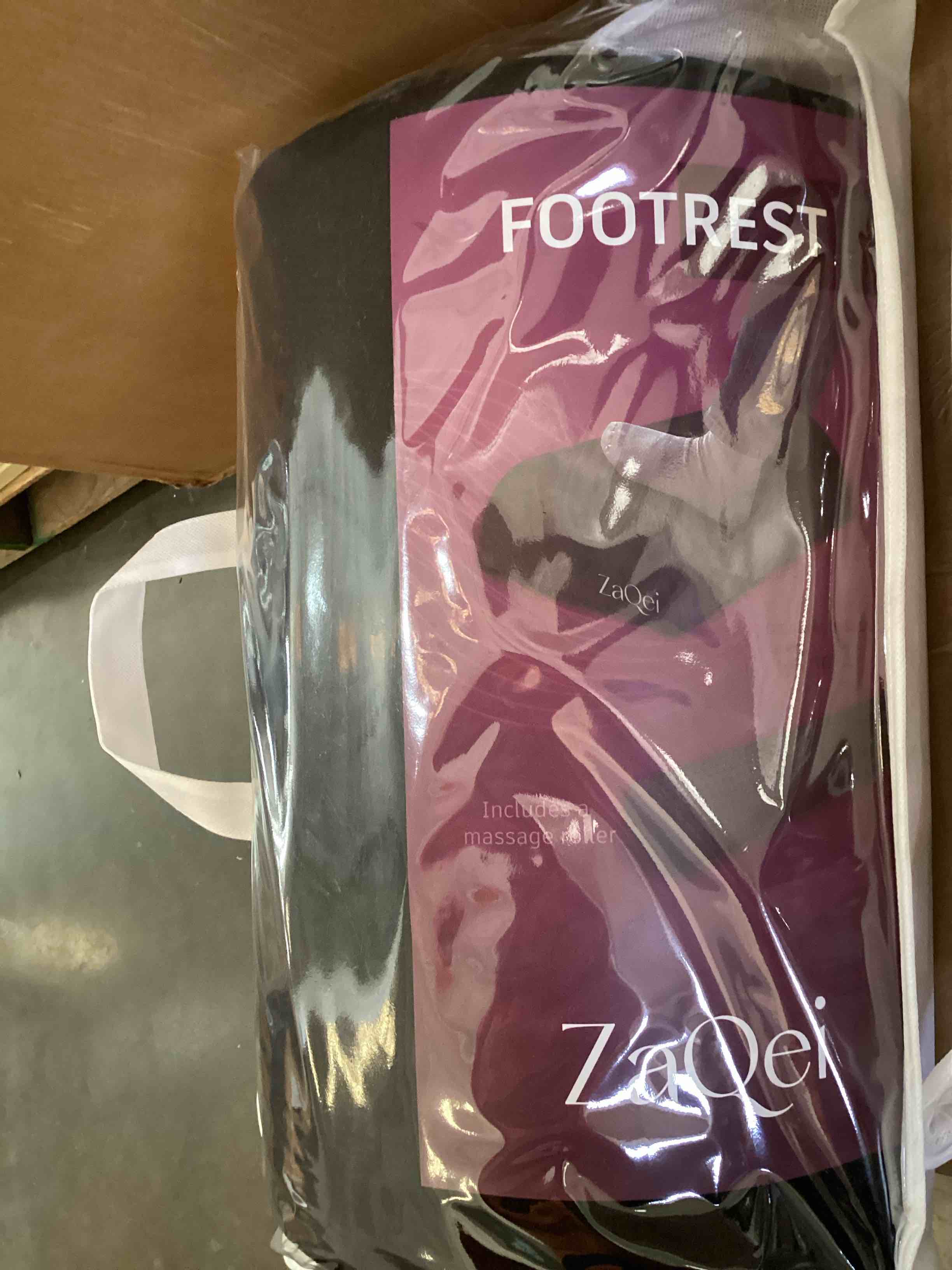 Condition photo showing As Is for Zaqei Foot Rest Under Desk Ergonomic Velvet Footstool with Massage Roller Improves Posture Relieves Plantar Fasciitis Reduces Fatigue for Office Home Gaming Adjustable Non Slip Washable Cover