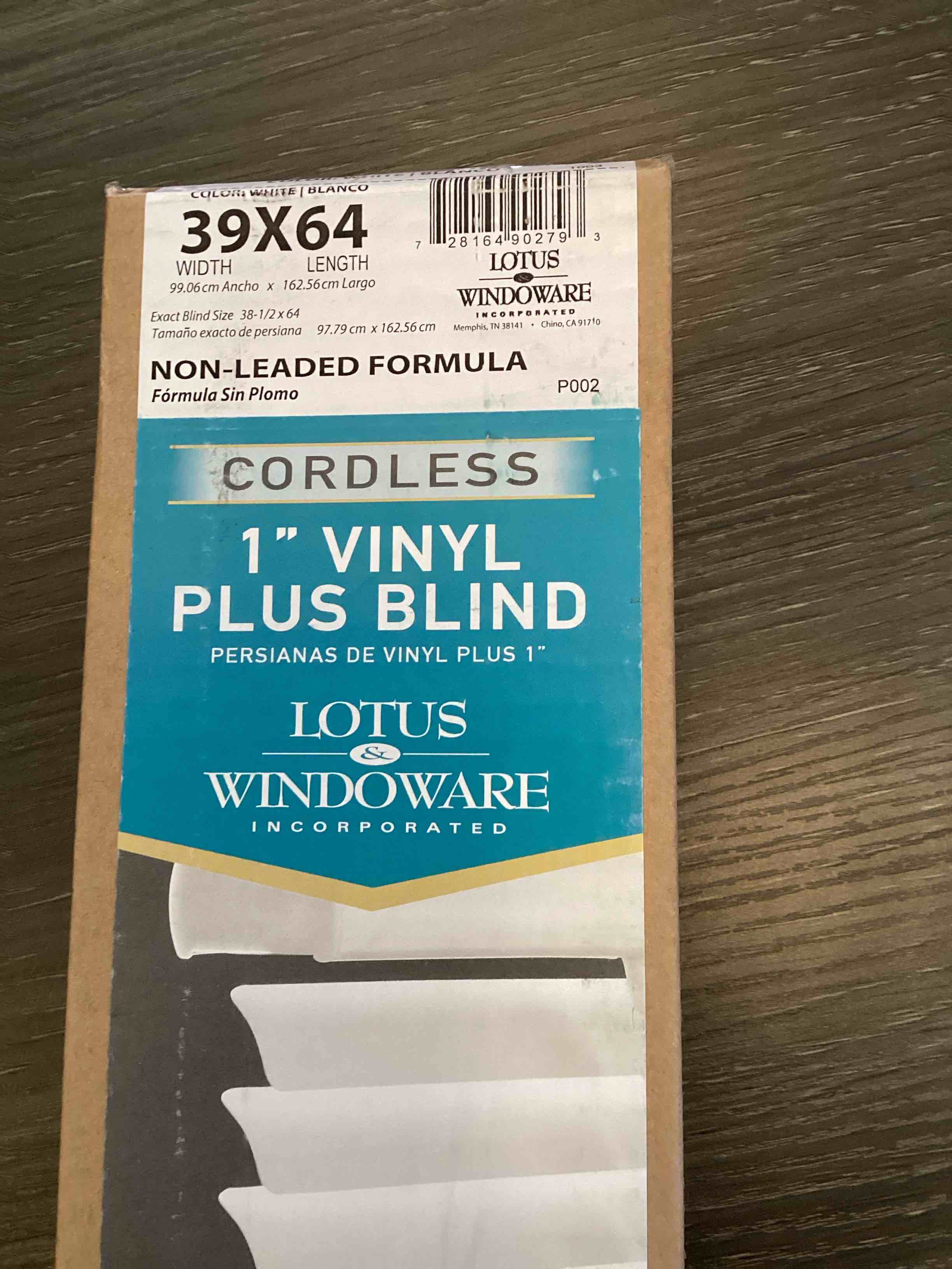 Condition photo showing New/Like New for LOTUS & WINDOWARE Cordless 1" Premium Vinyl Mini Blind, 39" Wide x 64" Long, White, Smooth, Room Darkening, Horizontal Blinds for Living Room, Bedroom, Interior Door Windows 39"W x 64"H White