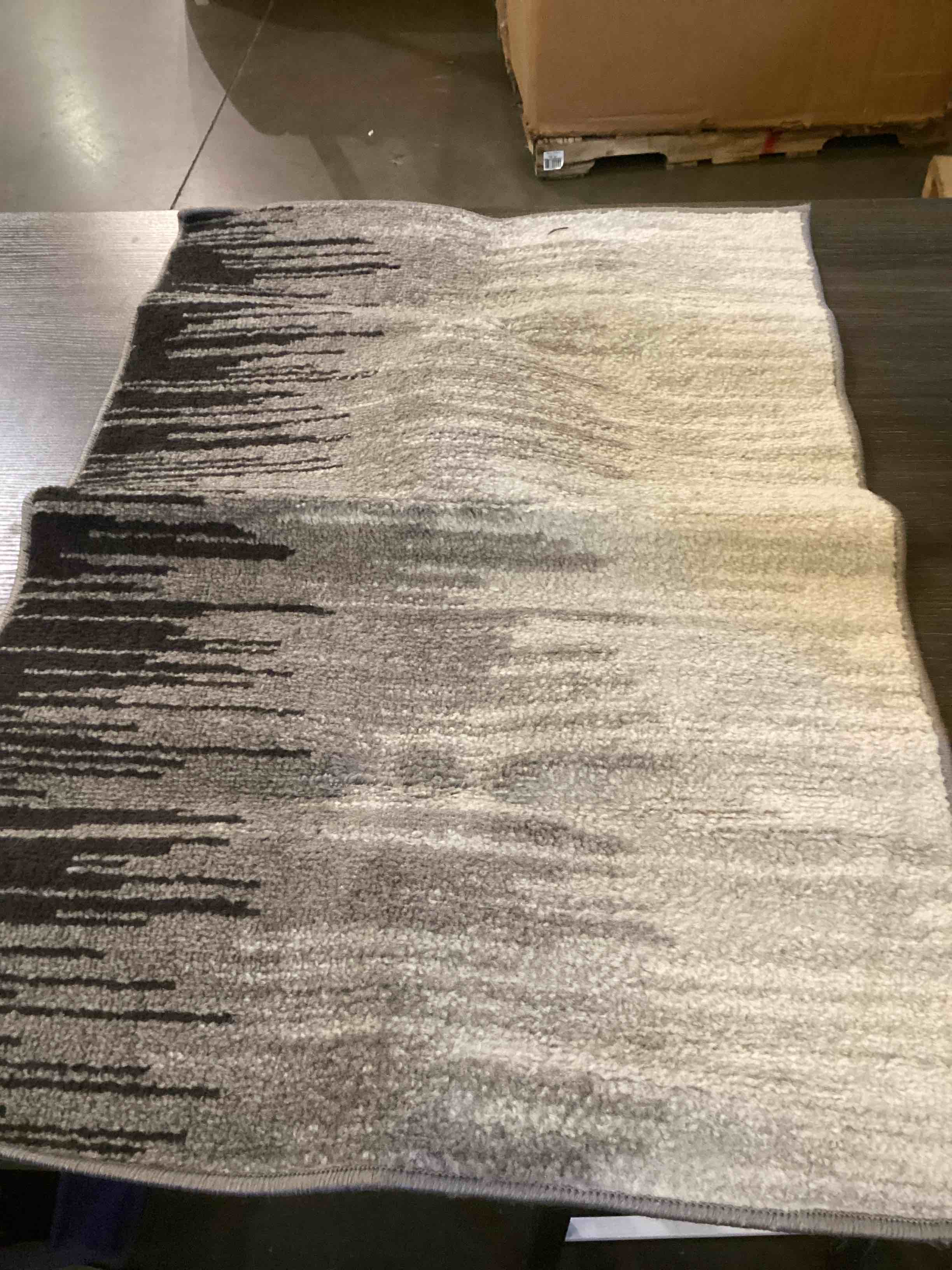 Condition photo showing As Is for moroccan trellis area rug in black ( 2  ?  × 3  ? ) typica