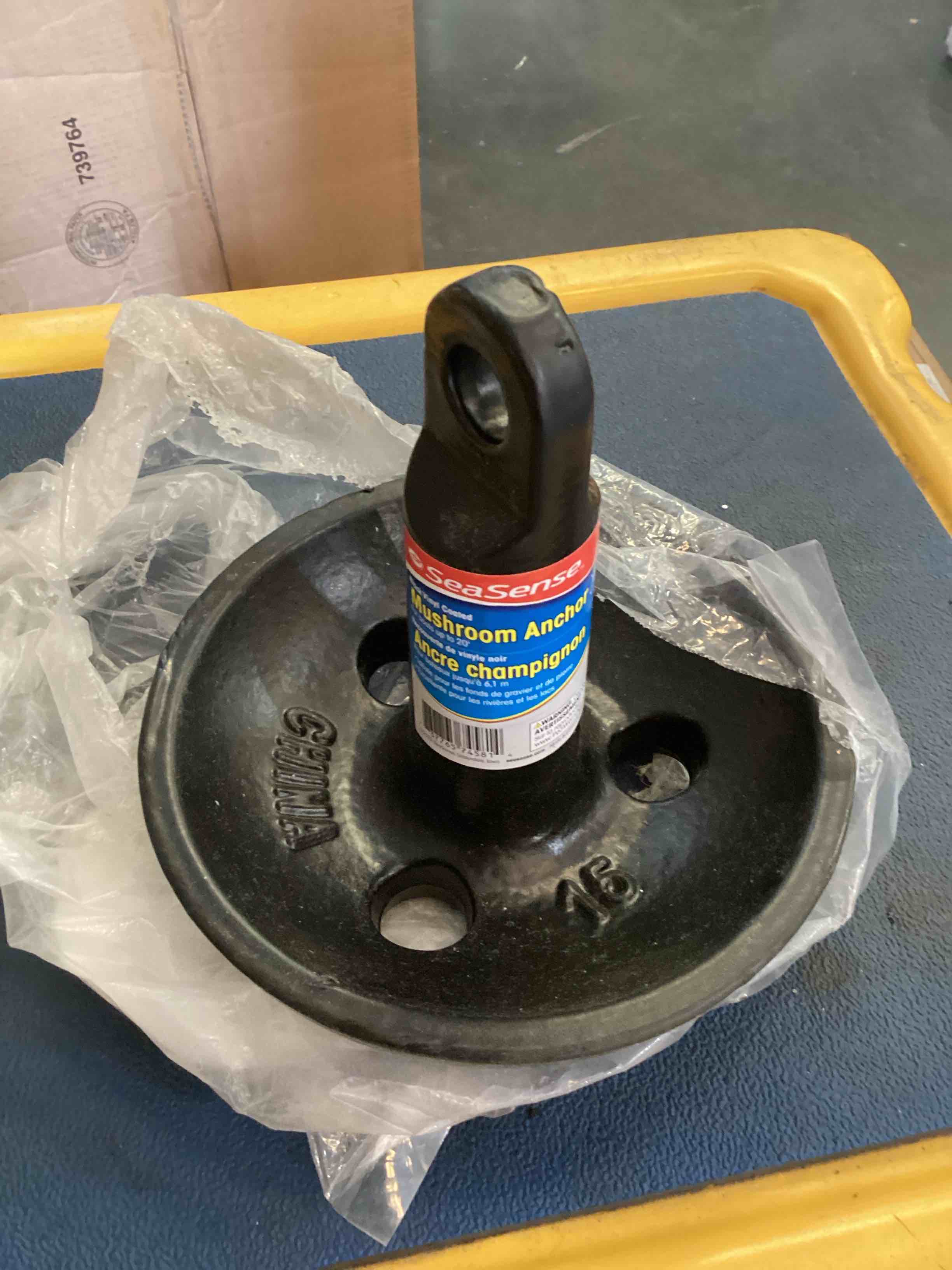 Condition photo showing Good Condition for seasense mushroom boat anchor - ideal for skiffs, canoes, kayaks & more, great for sandy, muddy or weedy bottoms - cast iron w/black vinyl coating, 15 lbs, for boats up to 20’