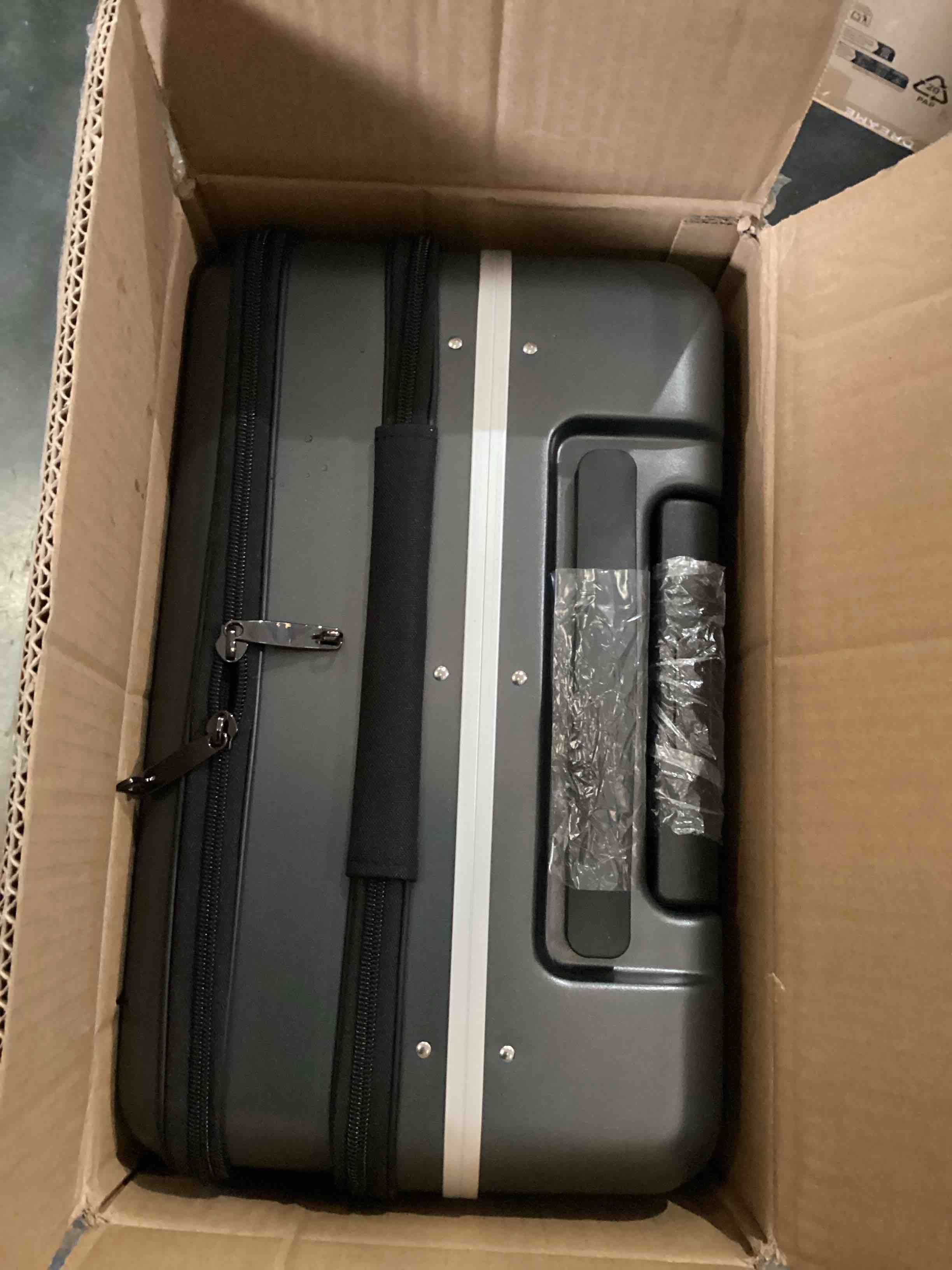 Condition photo showing Good Condition for flip the suitcase that turns into a shelf 47l carry-on lightweight polycarbonate silent detachable wheels tsa lock front-open pc cabin approved for business travel easy caster replacement (gray) charcoal gray