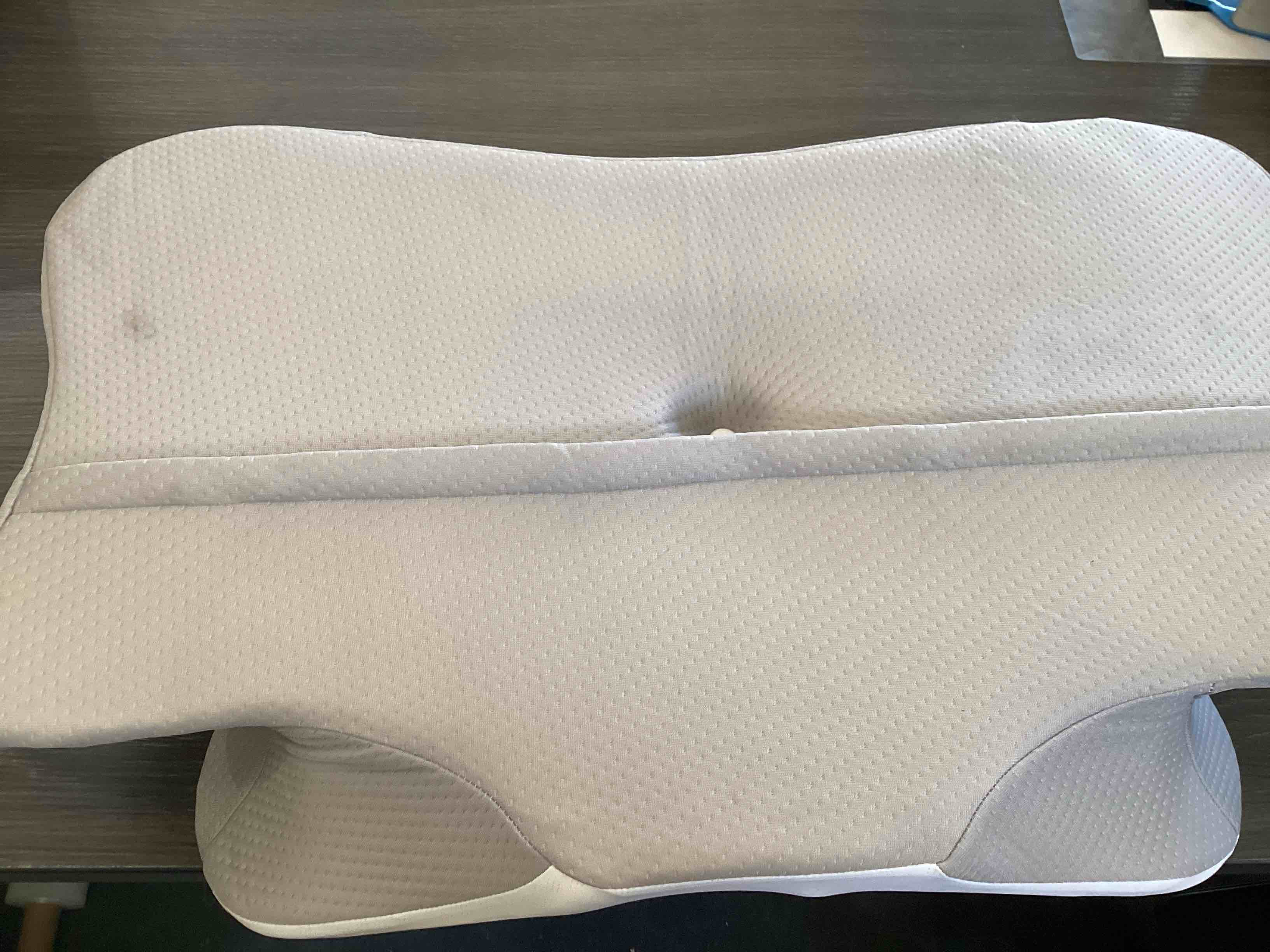 Condition photo showing As Is for donama memory foam pillow, ergonomic neck pillow, side sleeper pillow for sides, back & stomach sleepers