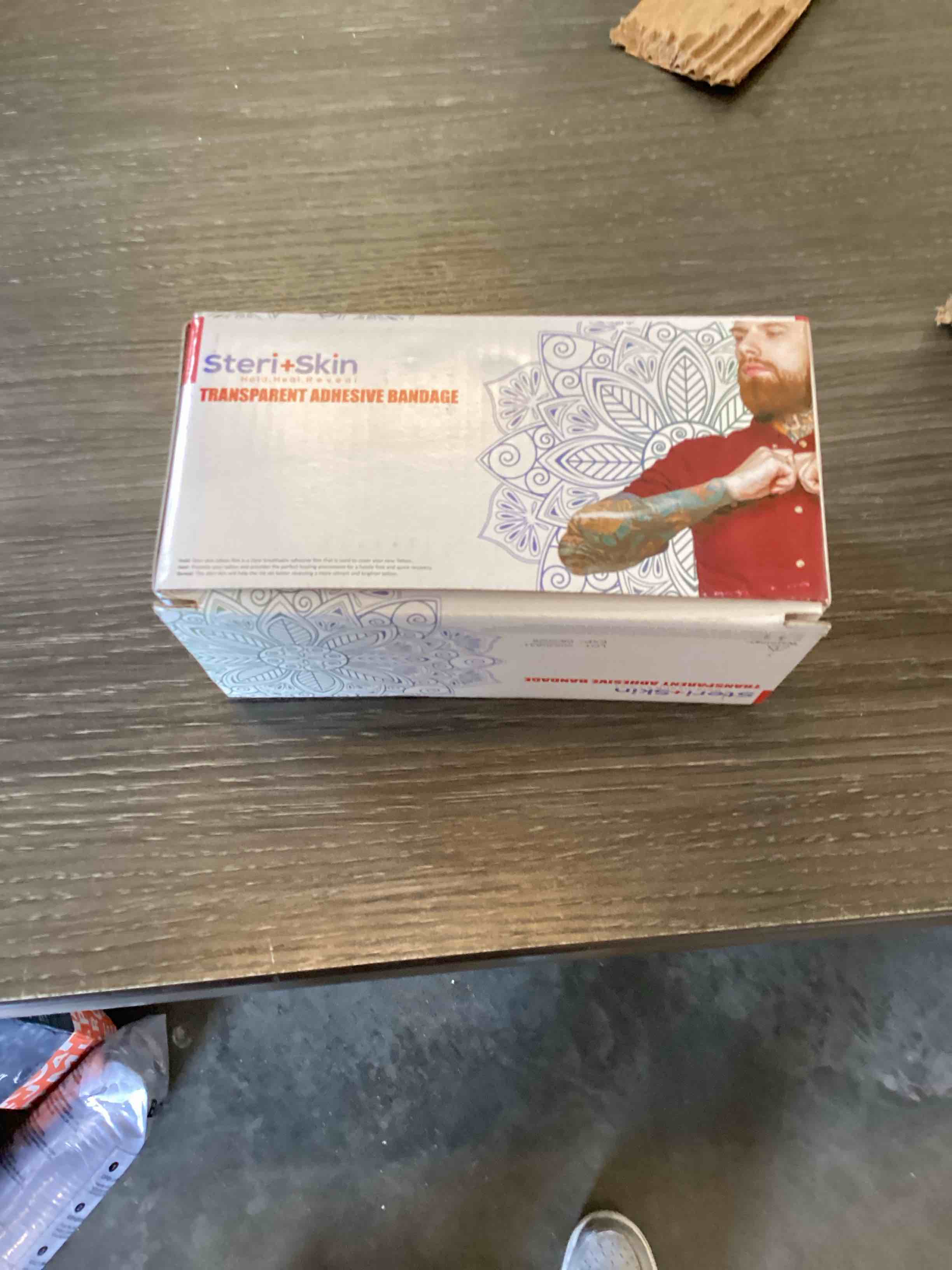 Condition photo showing As Is for tattoo bandage aftercare healing wrap, 6”x 40”, transparent sanitary film flexible and breathable adhesive waterproof dressing tape for second skin derm protection and recovery, scissors included… (b08gv9z5xl)