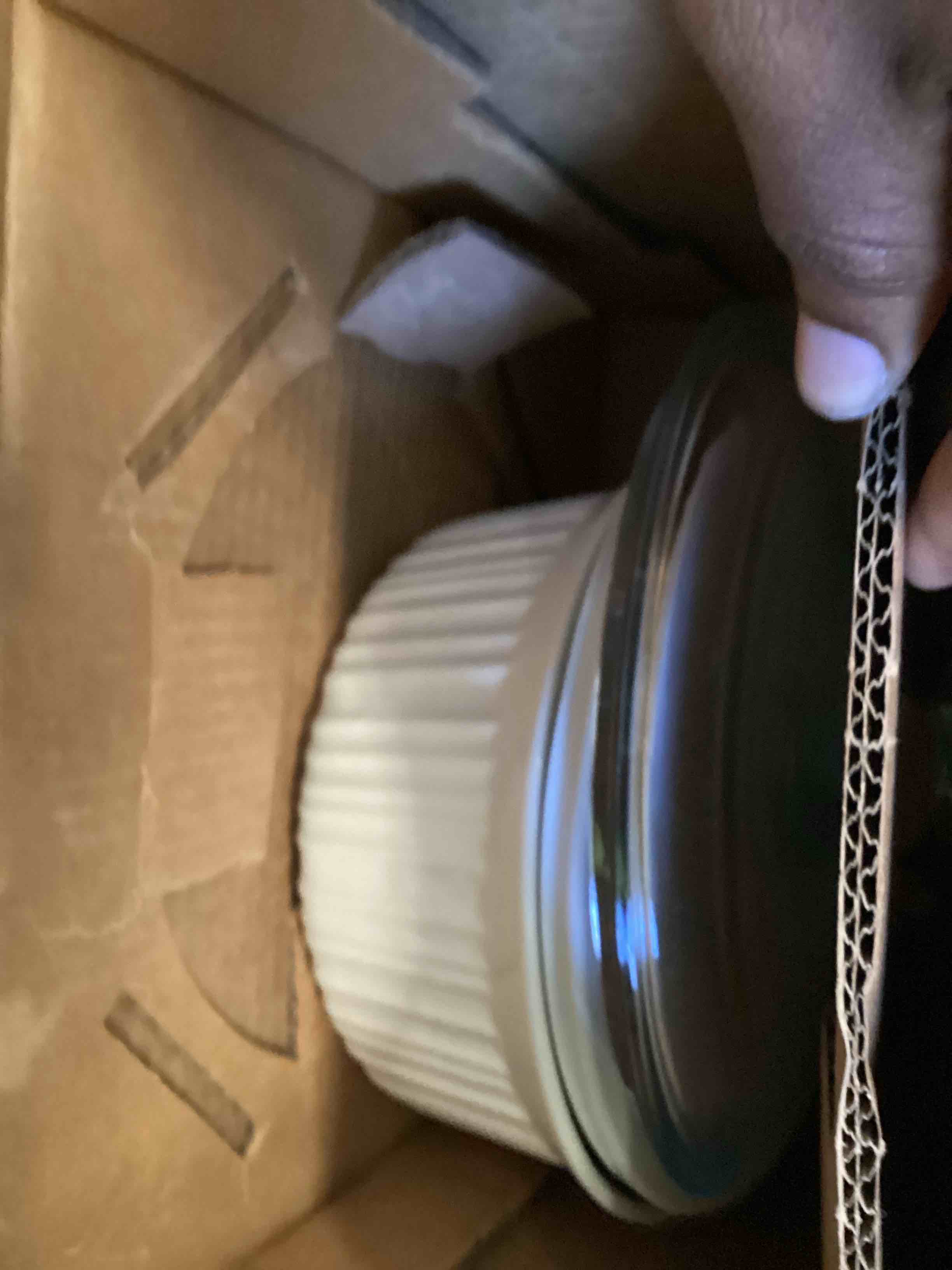Condition photo showing As Is for corningware french white ceramic bakeware crack resistant stoneware baking dish, microwave, dishwasher, oven, freezer and fridge safe