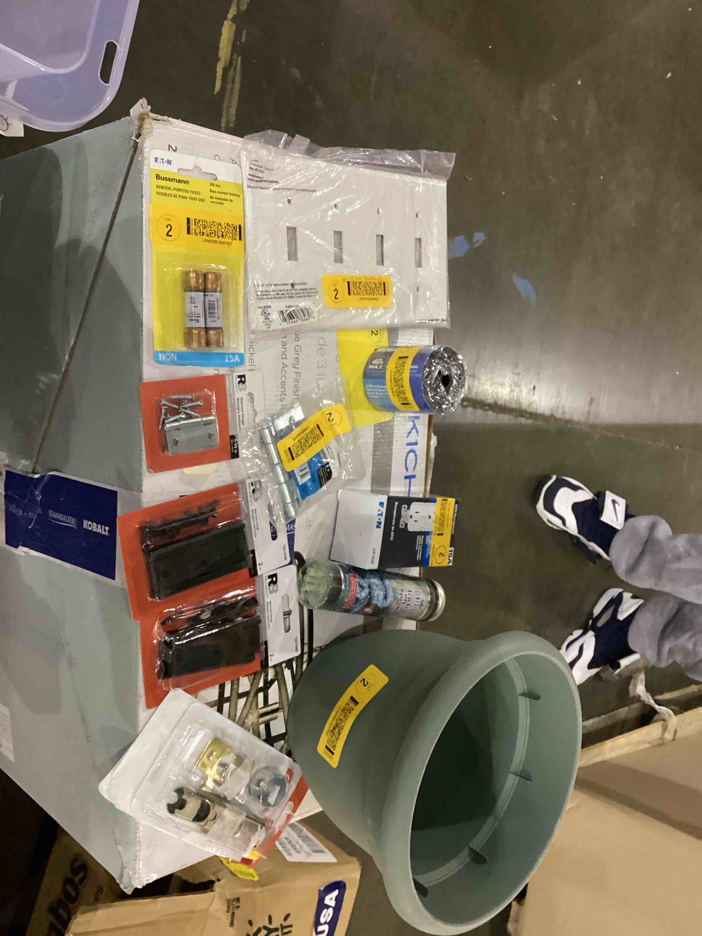 Condition photo showing As Is for assorted home improvement lot (small tools, screw, home accessories, etc.)