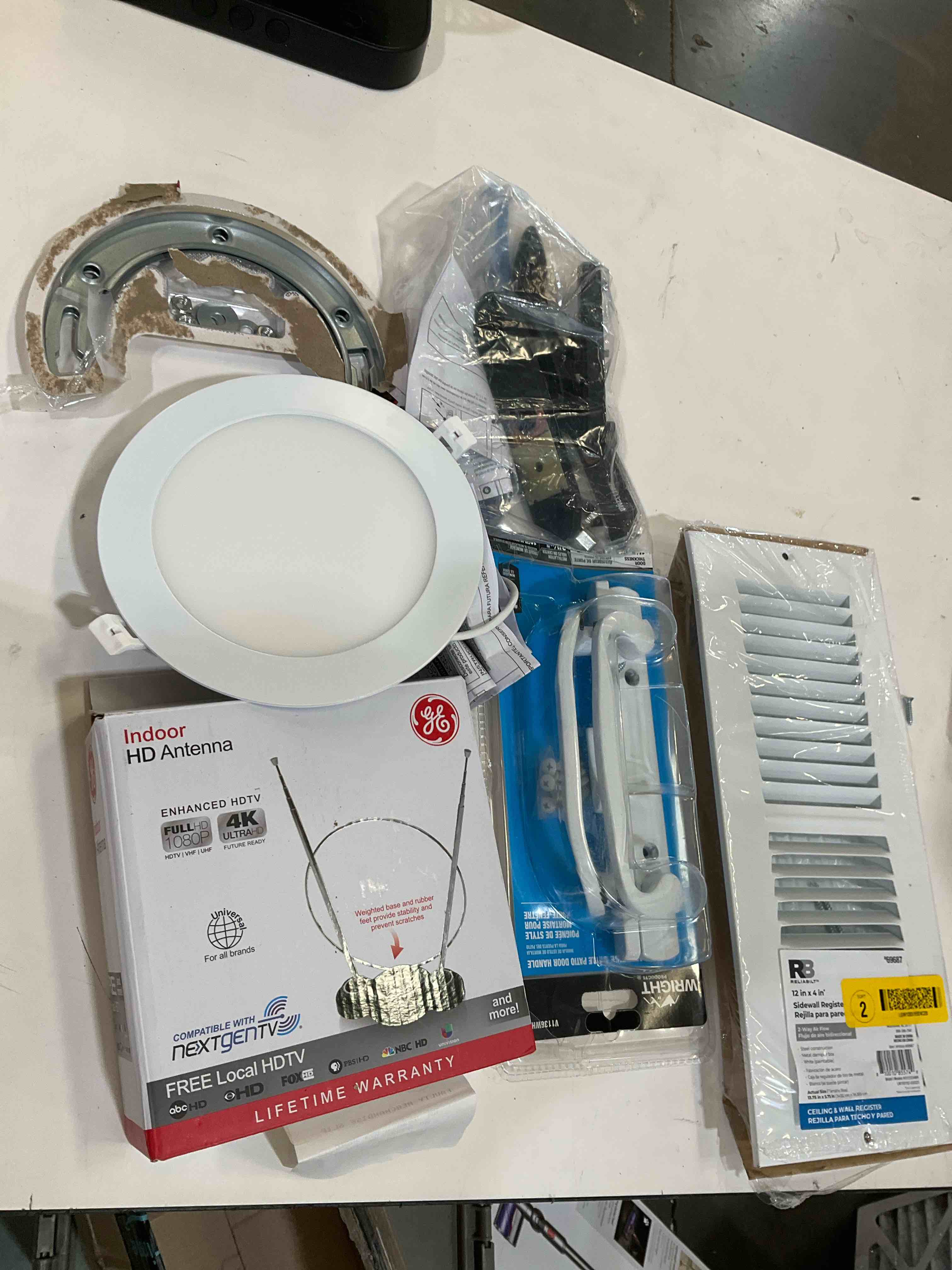Condition photo showing As Is for assorted home improvement lot (small tools, screw, home accessories, etc.)