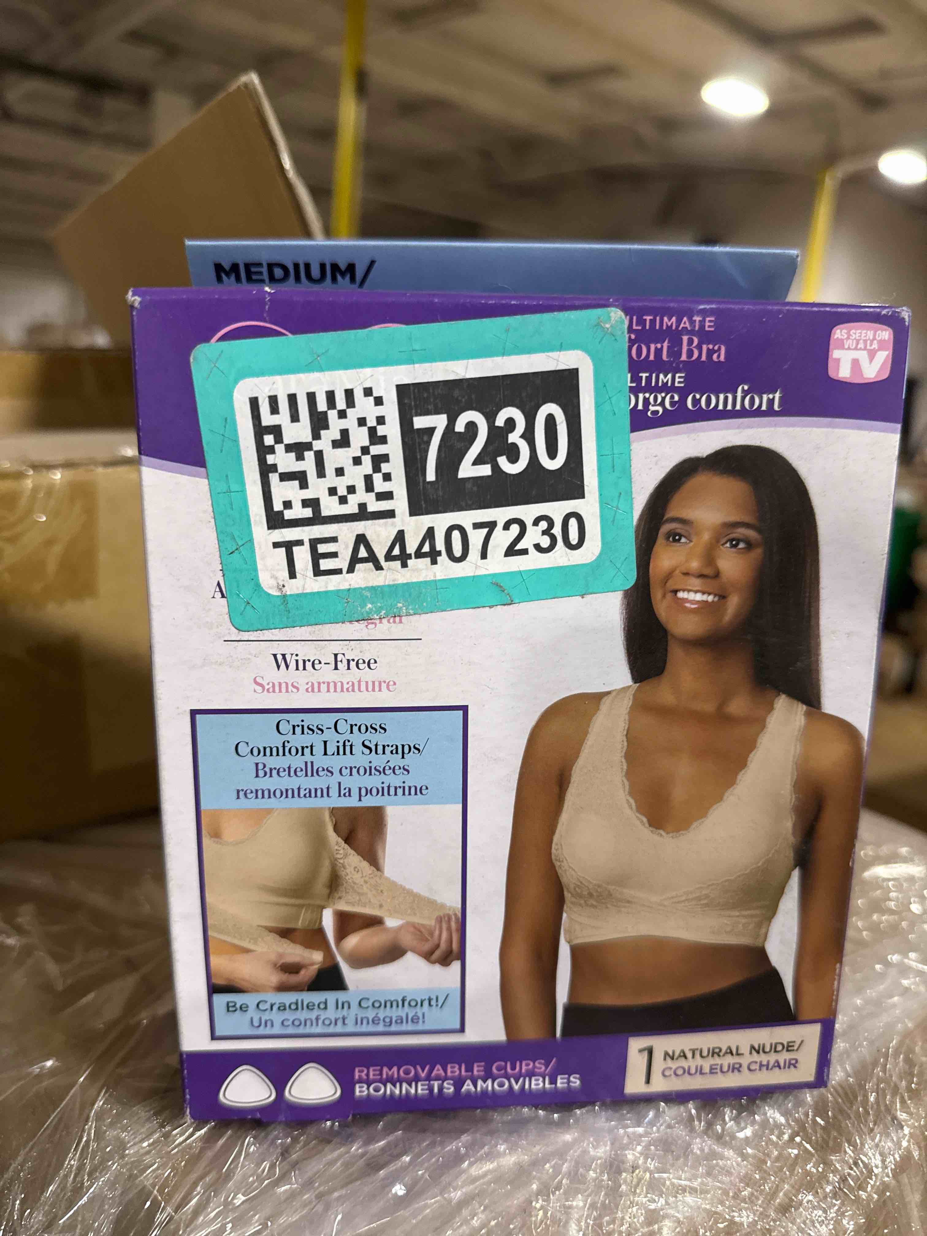 Condition photo showing Brand New for as seen on tv caramia bra nude women s size medium