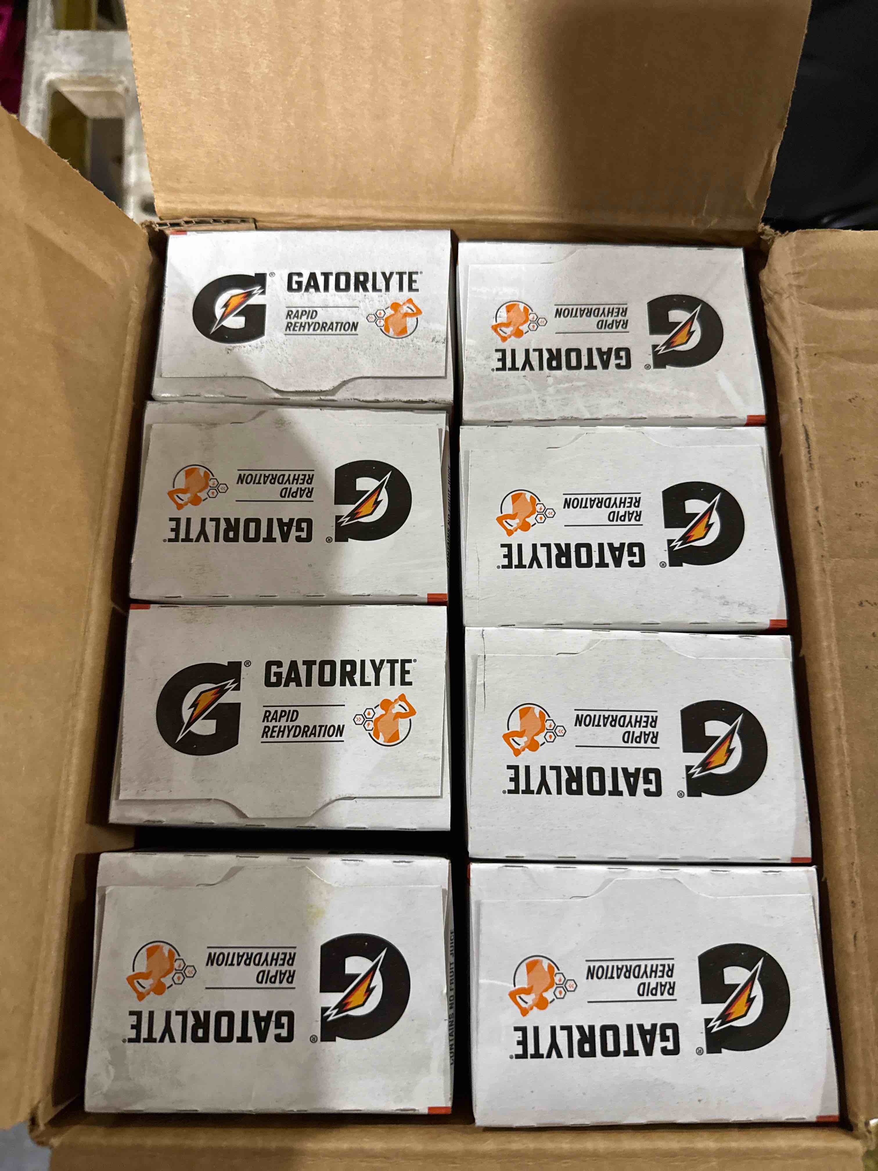 Condition photo showing Brand New for case of eight gatorlyte six pack