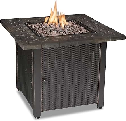 Endless Summer 30 Outdoor Propane Gas Rock Top Fire Pit (Green Fire Glass)