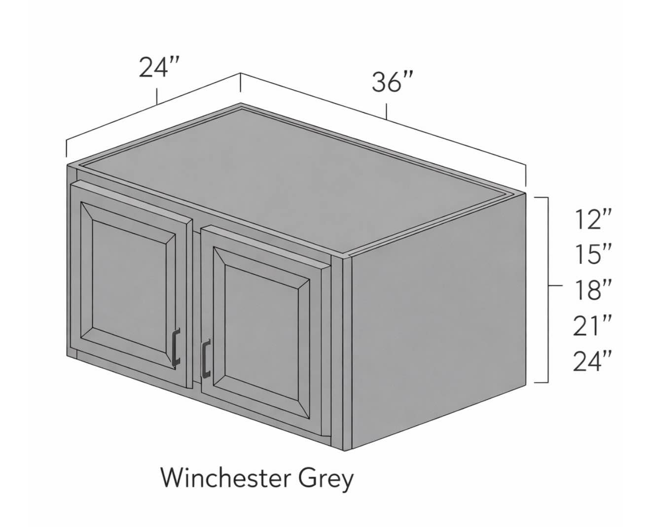 WINCHESTER GREY | 36" X 24" | WALL REFRIGERATOR CABINET NG-WR3624