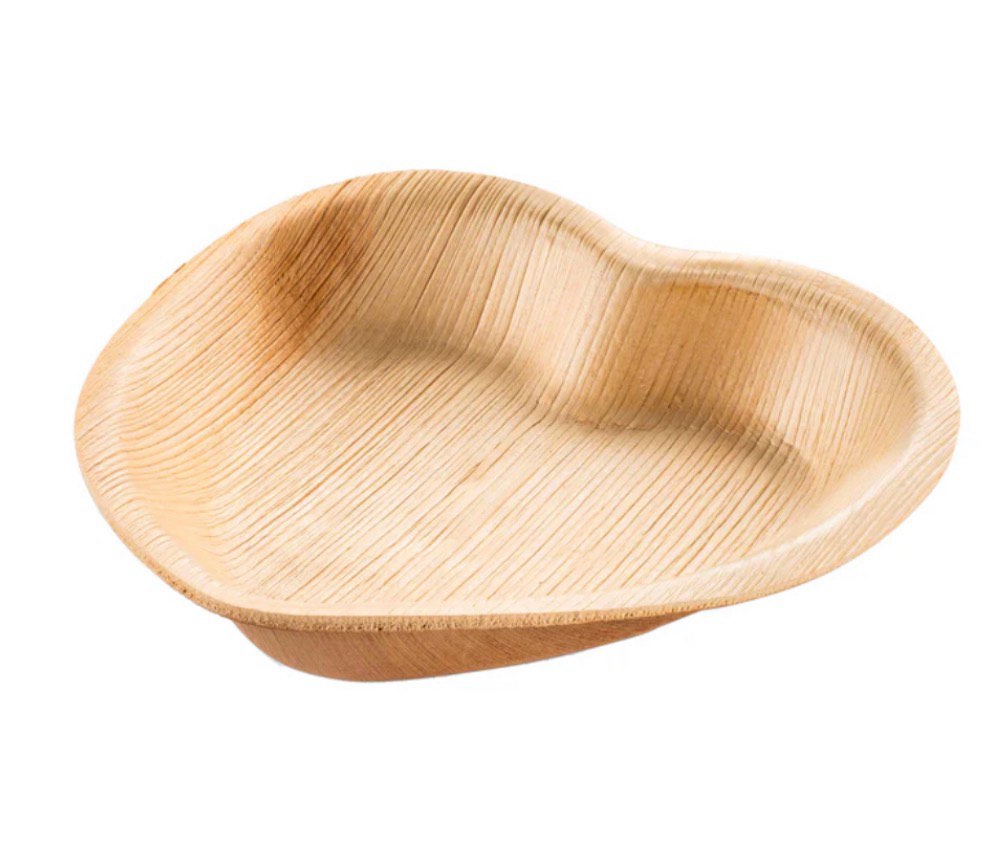 smarty 6  heart natural palm leaf eco-friendly disposable appetizer/salad plates 100ct