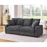 86'' Corduroy Loveseat Gray(Incomplete)