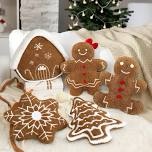 5 Pcs brown Christmas Throw Pillows Gingerbread Christmas Tree Snowflake Peppermint Shaped Pillows Stuffed Decoration for Home Xmas Winter Holiday Bed Sofa Couch Party