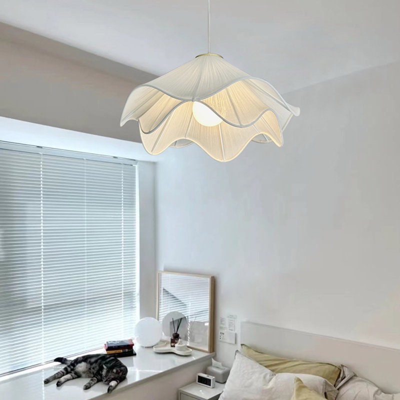 Canek 1 - Light Dimmable Geometric Fabric Celing Light, White Modern Single Pendant Lighting With E26 Bulb
