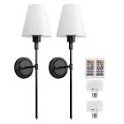  in. 1-light rechargeable black wall sconce wireless with remote control dimmable wall light for bedroom (2-pack