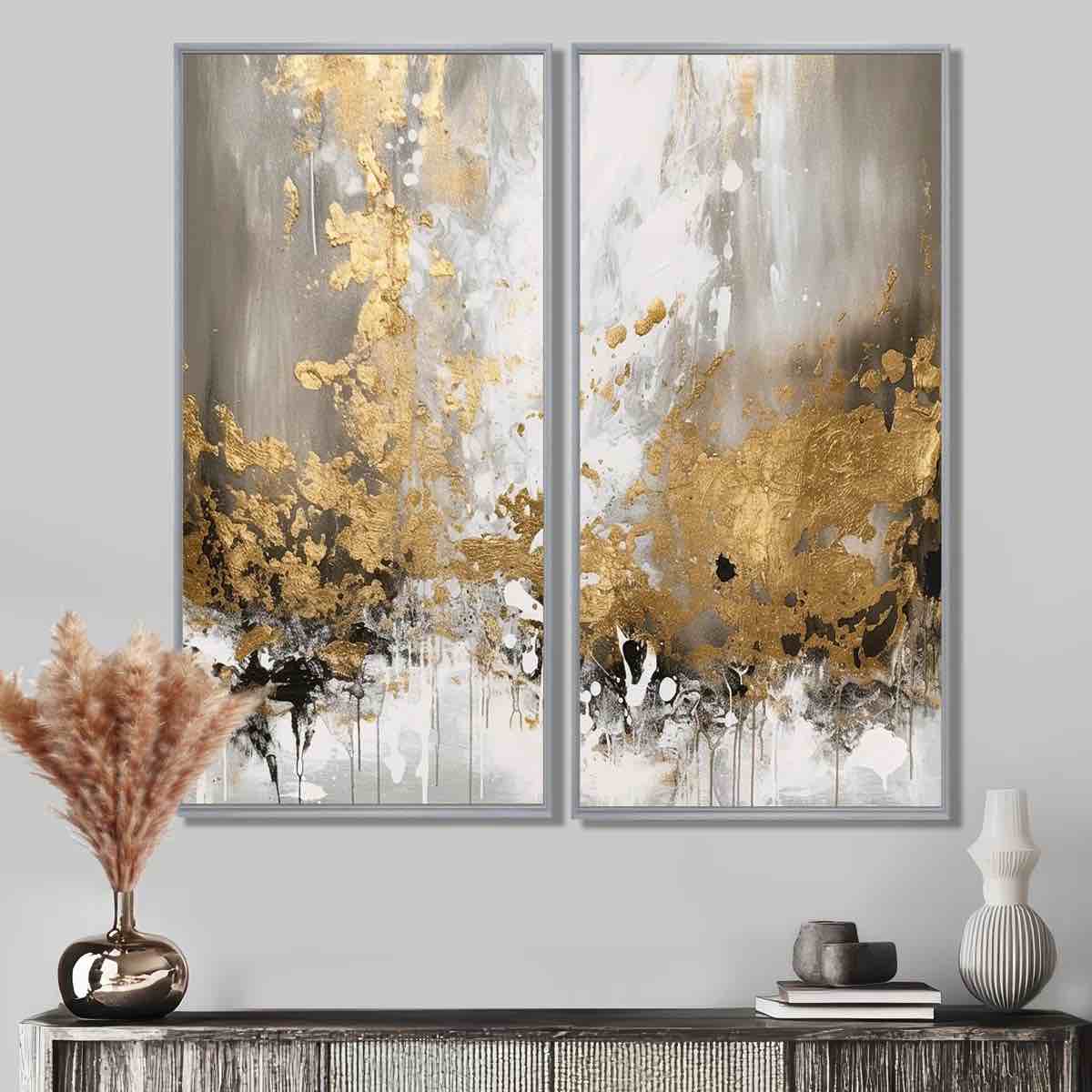 Gold And White Abstract - Abstract Wall Art 20”x24”