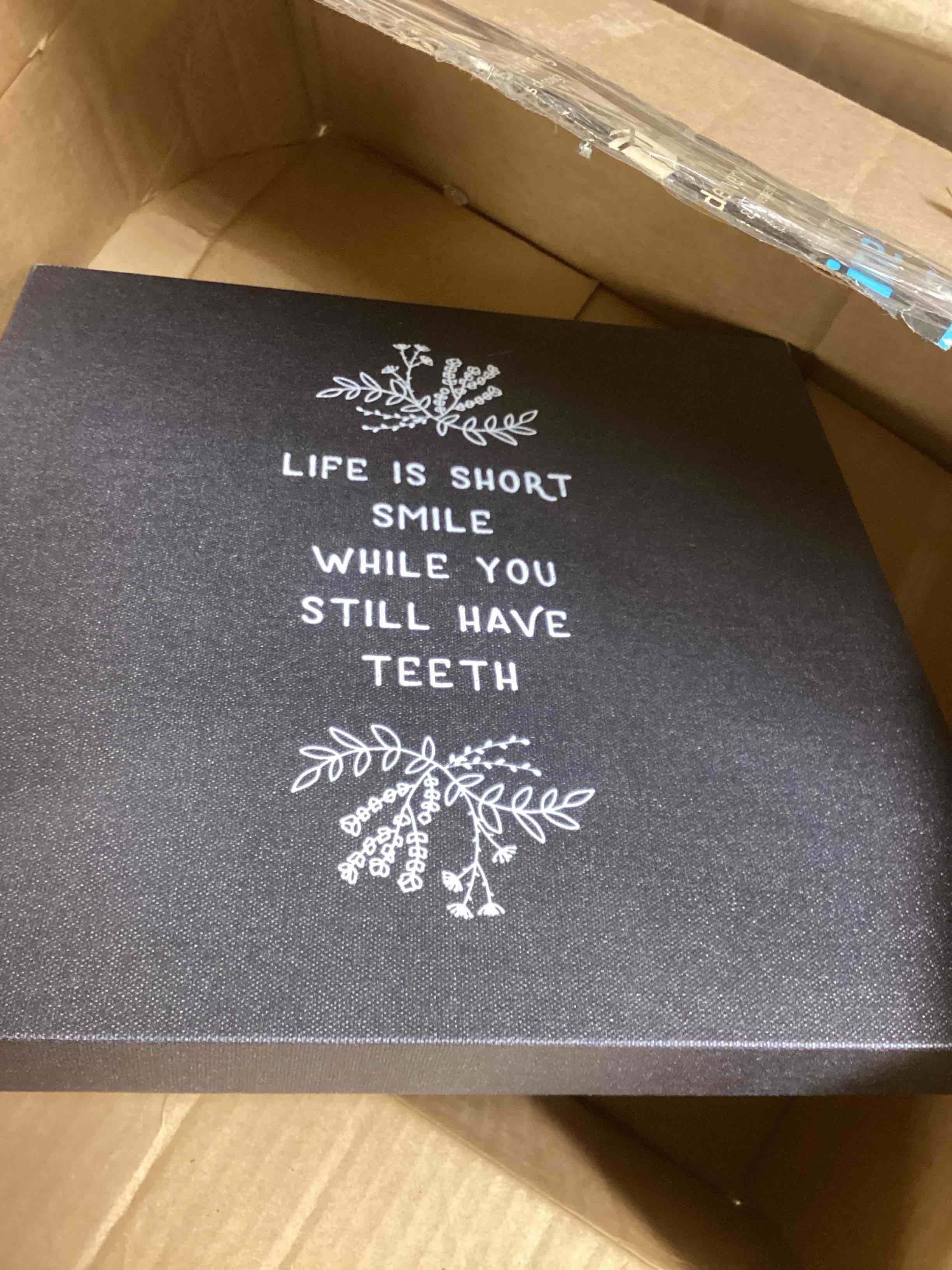 wall art canvas life is short SKIL while you still have teeth  black 12”*12”