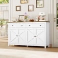 Homfa Farmhouse Kitchen Sideboard, 4-Doors 2-Drawers Wood Buffet Cabinet with Adjustable Shelves, White (incomplete box 2 of 2 only)