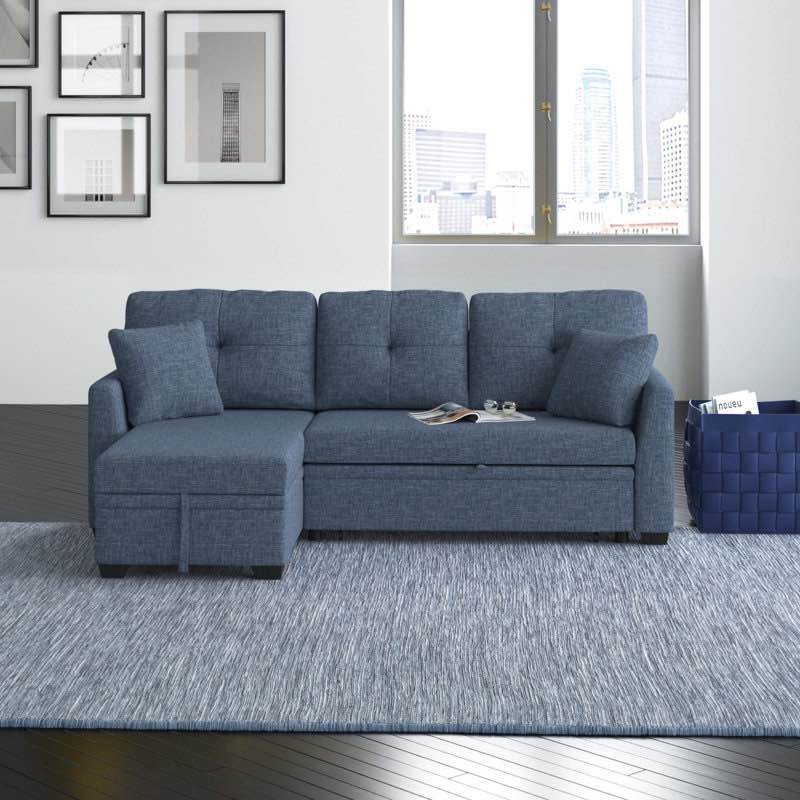 Areebe 85" Wide Reversible Sleeper Sofa & Chaise (incomplete box 1 of 3 only 2 seat sofa W/pull-out bed ) 