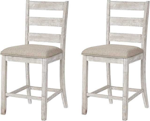 Set of 2 Montreal Farmhouse 24" Counter Height Cross Back Barstools White : Rubberwood Frame, Upholstered, Fixed Height