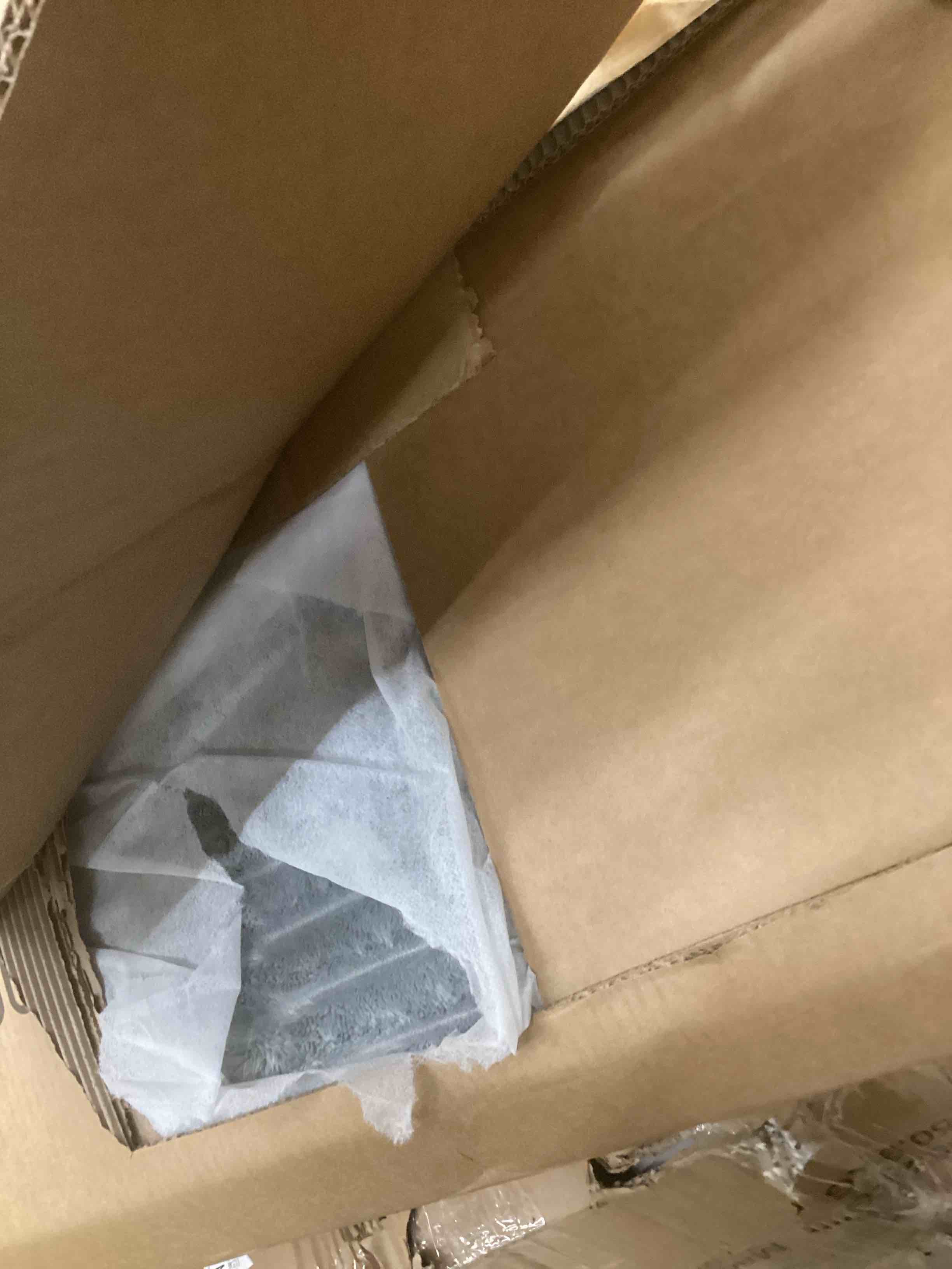 Condition photo showing As Is for Modern 108 in. Square Arm Polyester Blend L-Shaped Chaise Deep-Seated Oversized 2-Pieces Sectional Sofa in. Light Grey (incomplete box 1 of 3 only( 