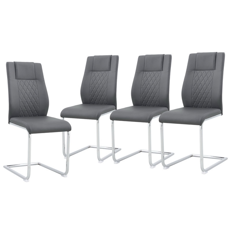 Jahani Faux Leather Sleek Metal Leg Luxury Dining Chairs (Set of 4)