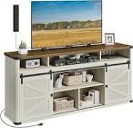 vasagle tv stand for tvs up to 75 inches, farmhouse entertainment center with sliding barn doors, console table for living room, rustic white and honey brown ultv323w02 ( incomplete one box of two only)