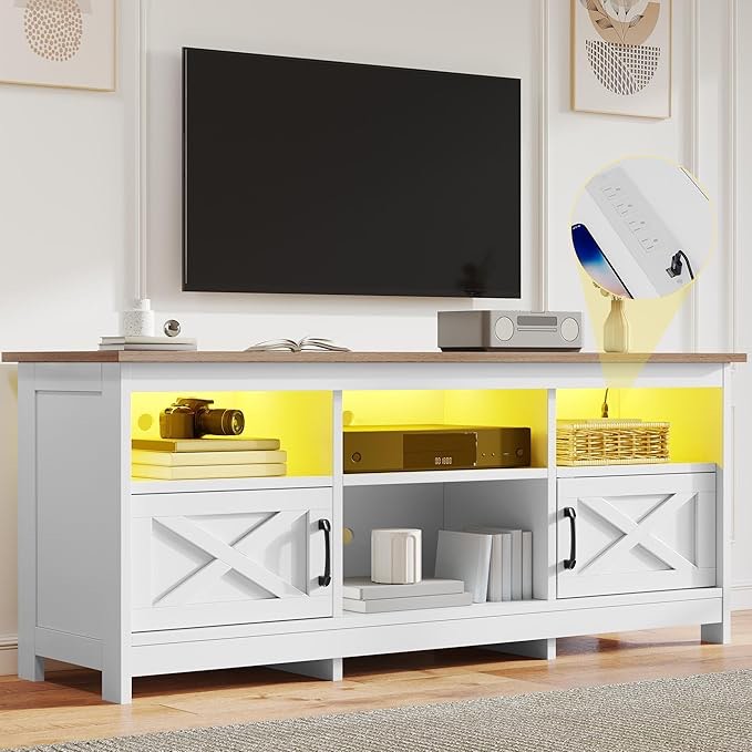 dwvo farmhouse tv stand for 65 inch tvs,led entertainment center