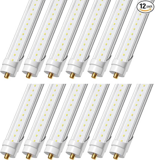 onlylux 8 foot led lights t8 96” 45watt,12 pack