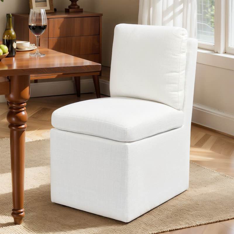 upholstered dining chairs with casters, modern single sofa chair with slient wheels for living room, arrived assembed