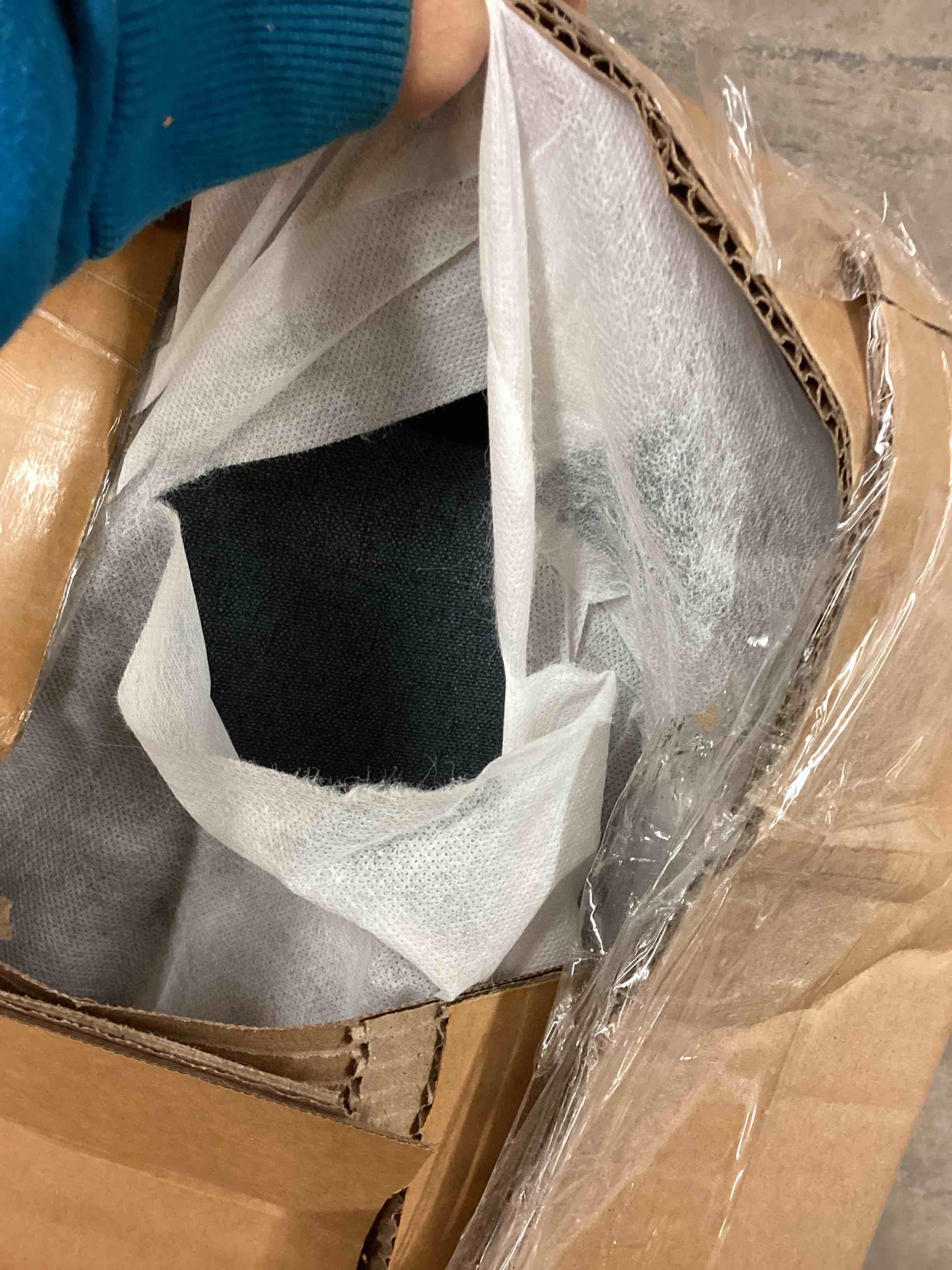 Condition photo showing As Is for Bonaterra Charcoal Grey Fabric 127" 2 Piece L-Shaped Sectional with Left Arm Facing Corner Chaise | Track Arms (incomplete box 1 of 2 only) 