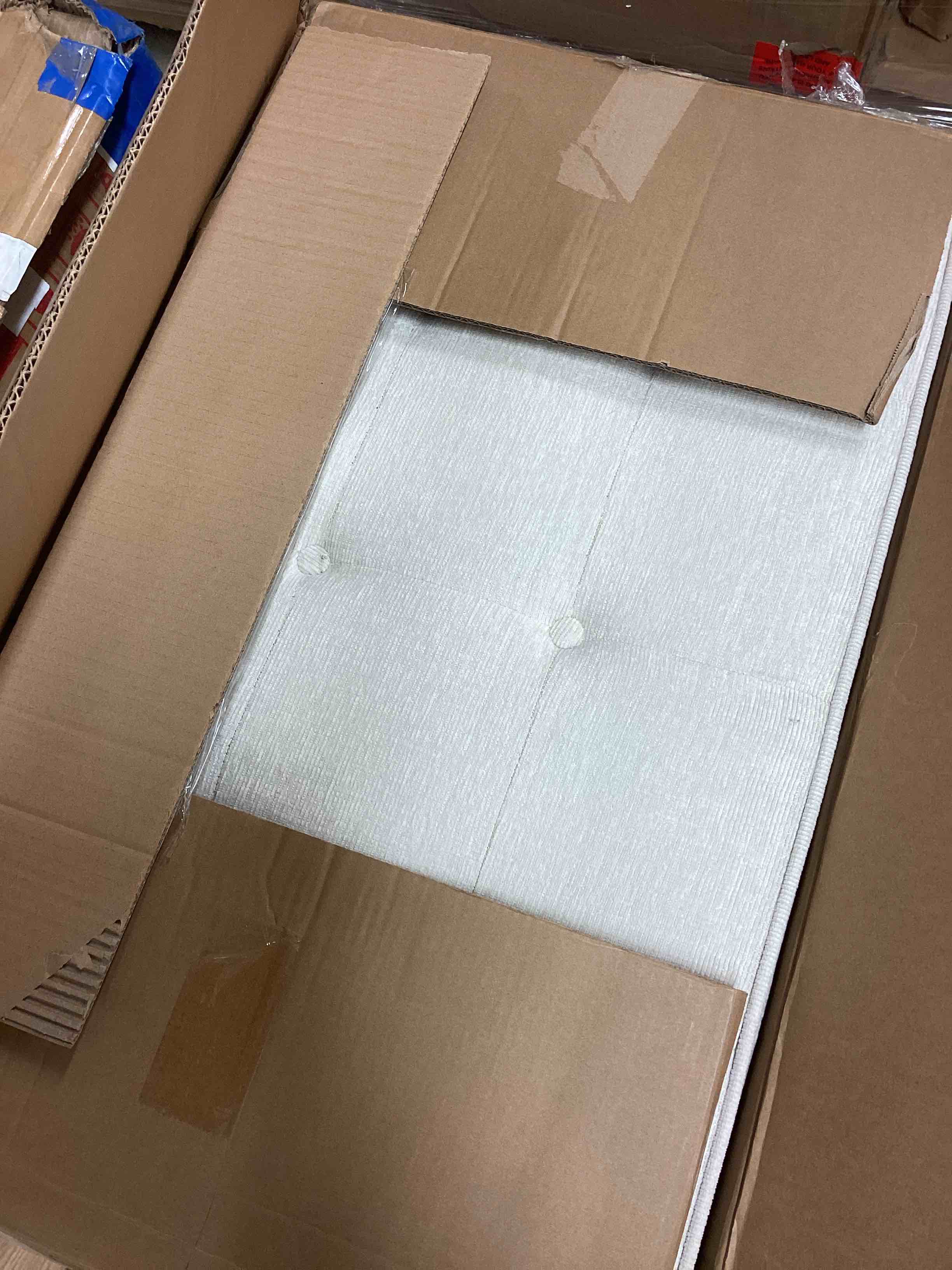 Condition photo showing As Is for Latitude Run® 91.5 " Modern Shariff Reversible Chenille Upholstered Sleeper Sectional Sofa with Storage Chaise (incomplete box 2 of 3 only Arms) 